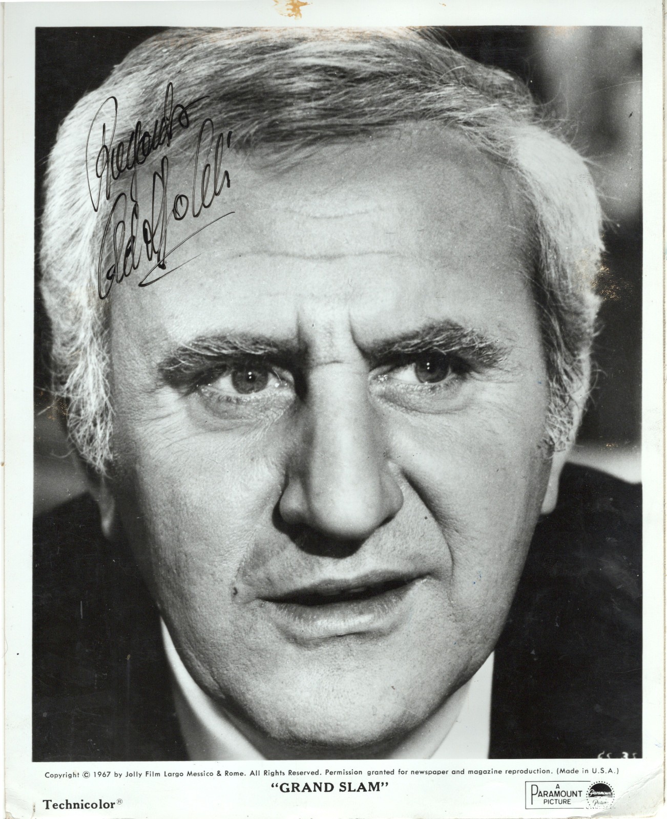 ITALIAN-INTERNATIONAL ACTOR & DIRECTOR ADOLFO CELI, SIGNED VINTAGE PHOTO