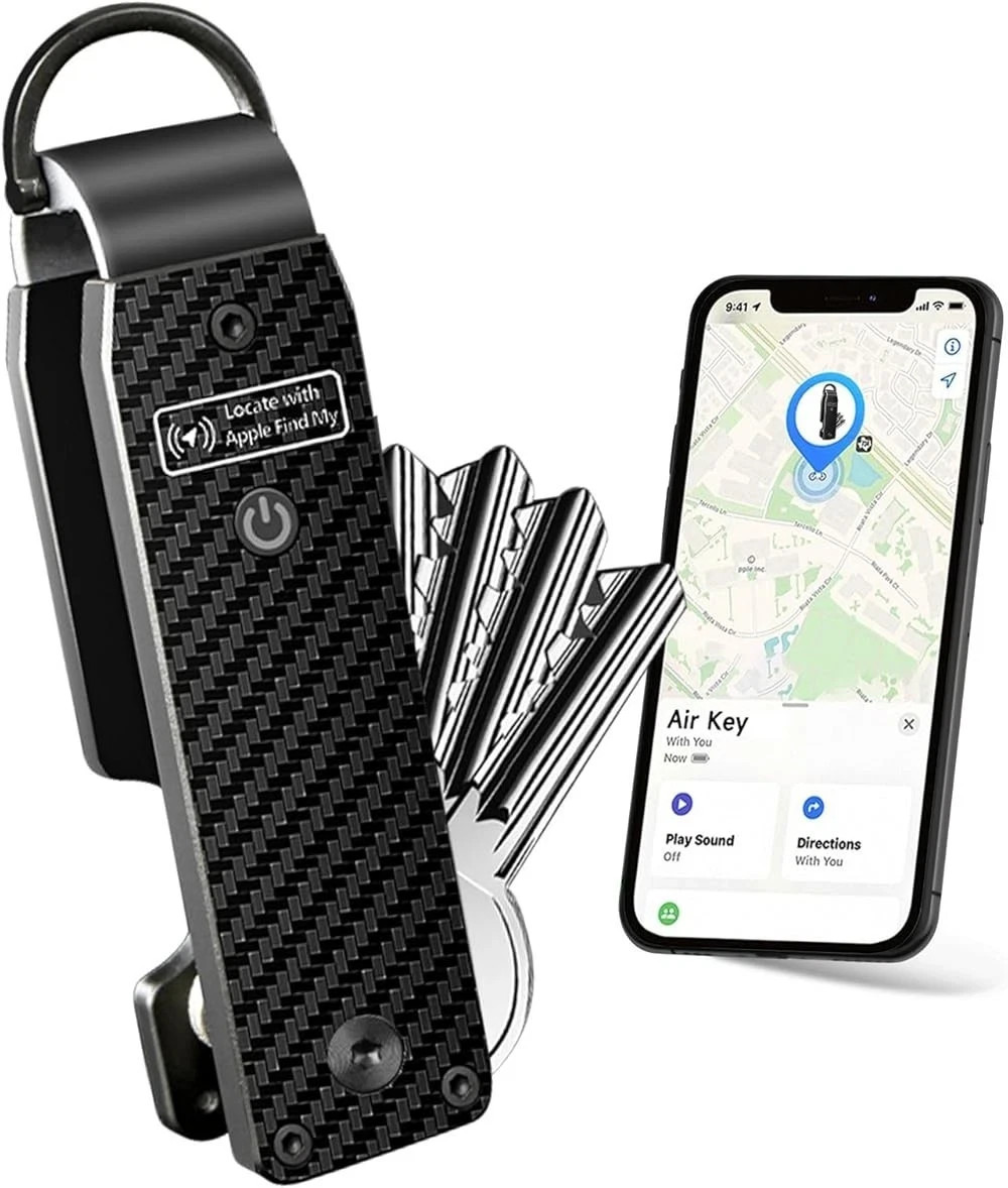 Men's Key Organizer Keychain with Tracker, Key Finder, Compact Metal Key Holder