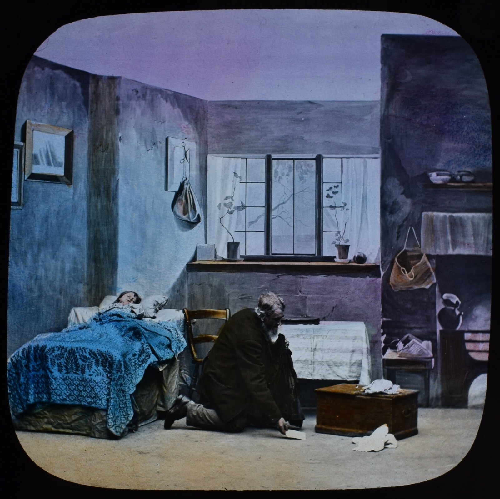 ANTIQUE Magic Lantern Slide ALONE IN LONDON NO4 C1890 PHOTO VICTORIAN STORY