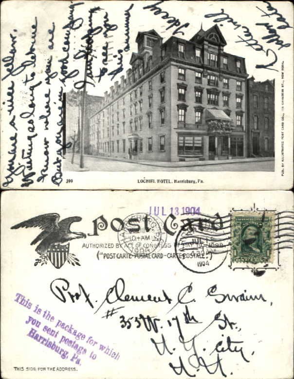 Lochiel Hotel Harrisburg Pennsylvania UDB 1904