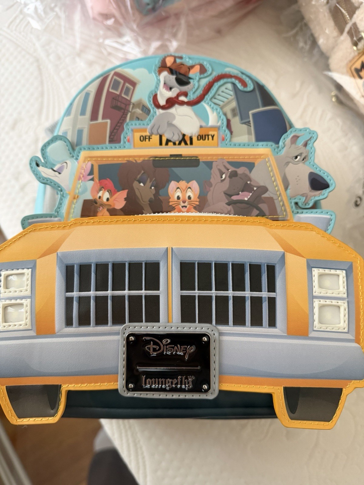 Loungefly Disney Oliver & Company Taxi Scene Mini Backpack Blue Yellow