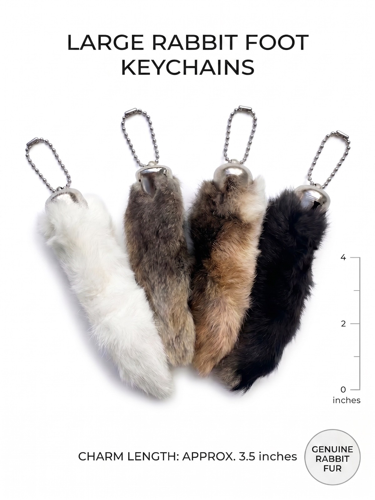 GENUINE Real Lucky Rabbit Foot Keychain Charm: Large | USA Farmer Raised & Made
