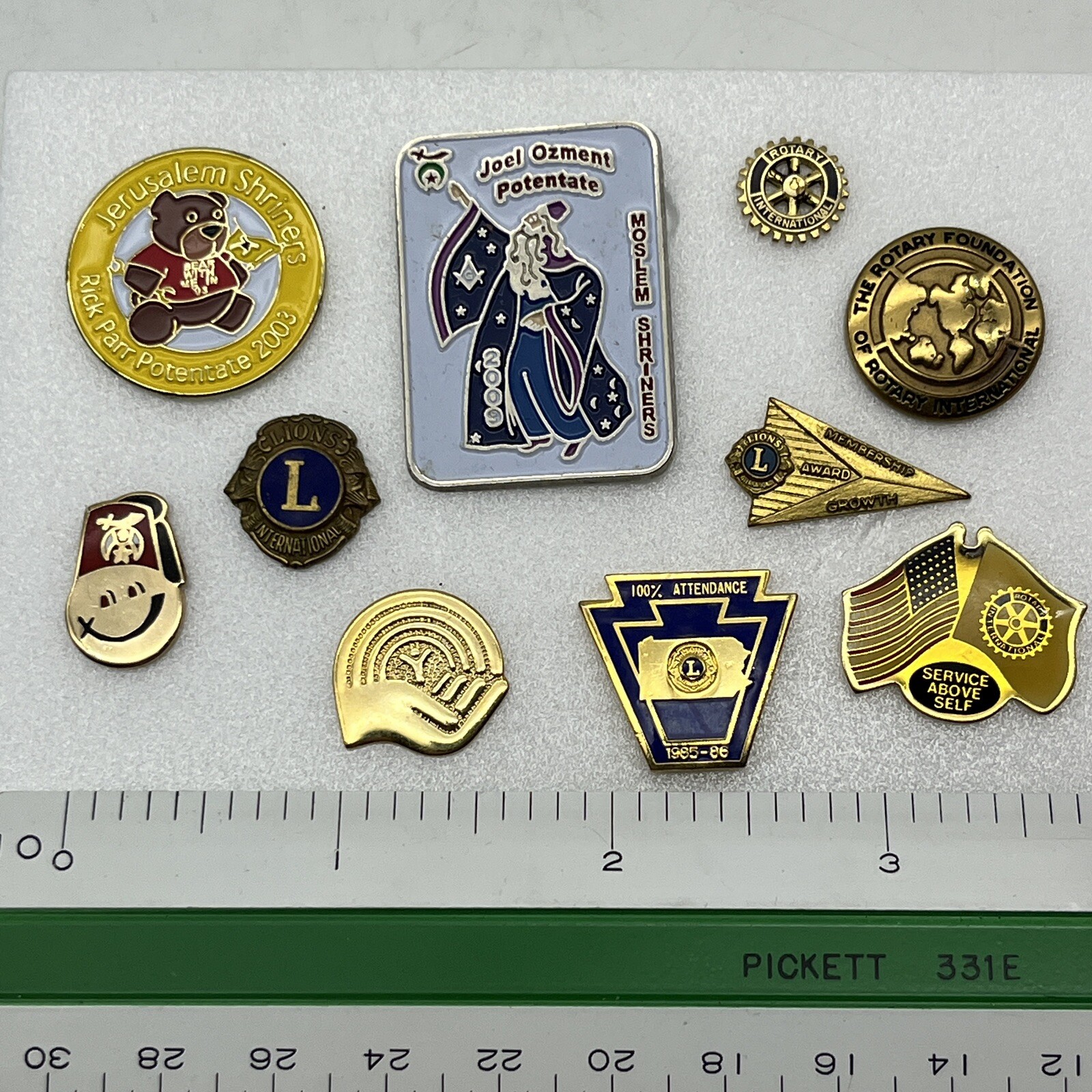 Mixed Pin Lot Of 10 Shriners Lions Club Rotary Club United Way VTG