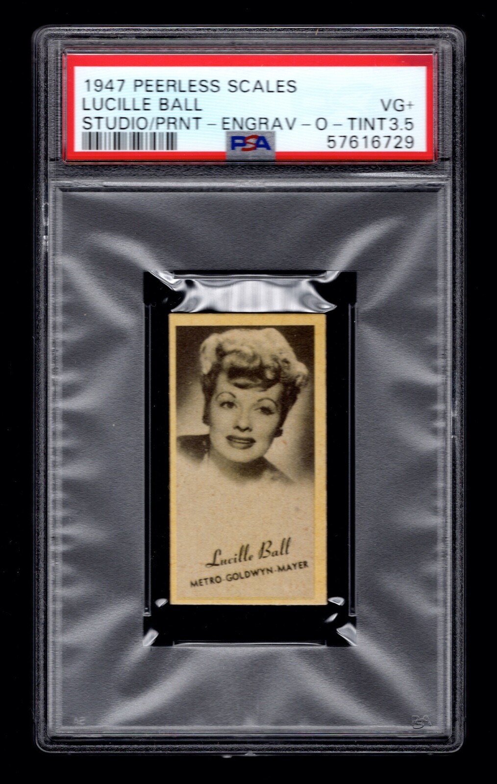 PSA 3.5 LUCILLE BALL 1947 Engrav-o-tints Peerless Portraits of Movie Stars Card