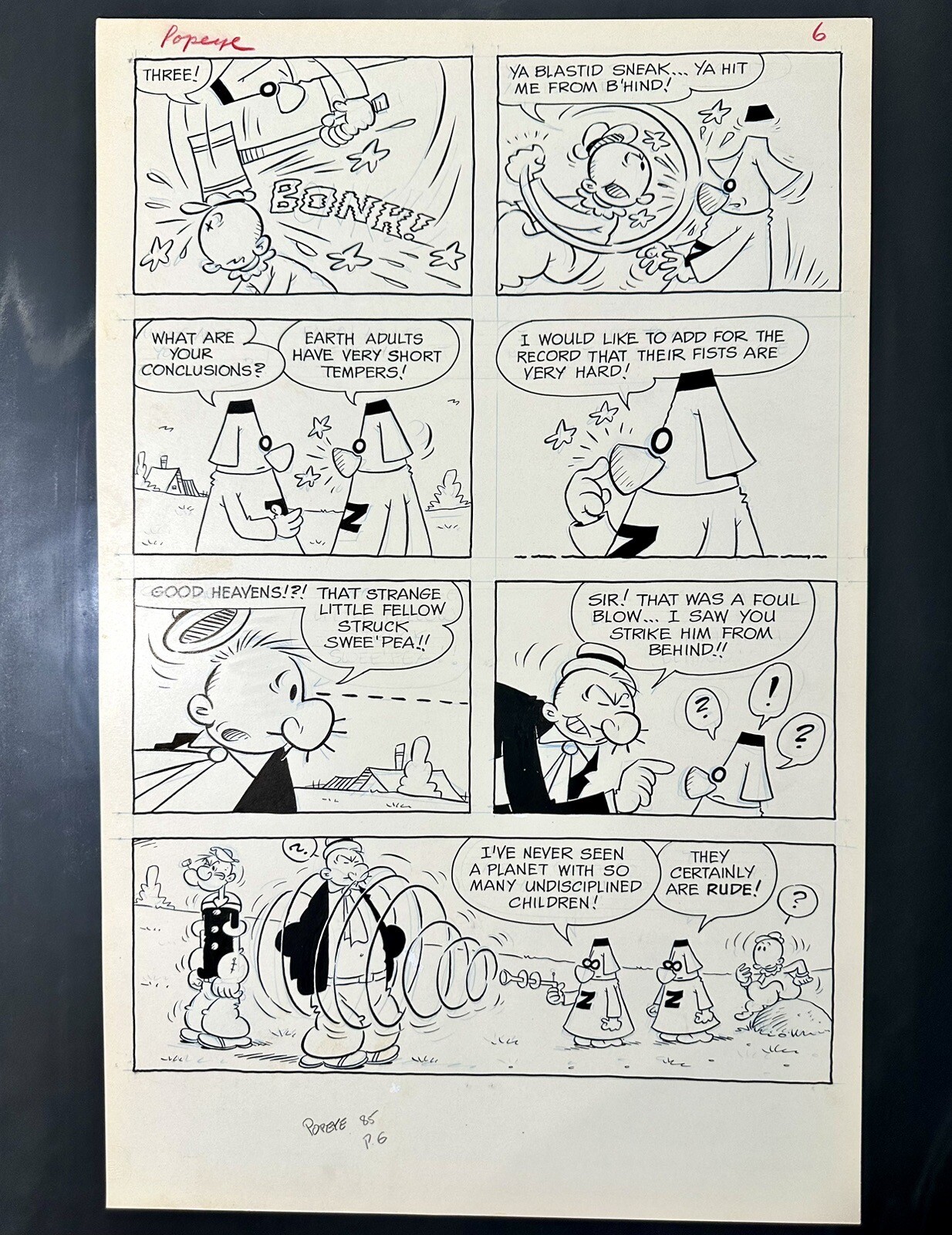 Bud Sagendorf Original Popeye The Sailor #85 Comic Book Interior Page 6 Art 1967