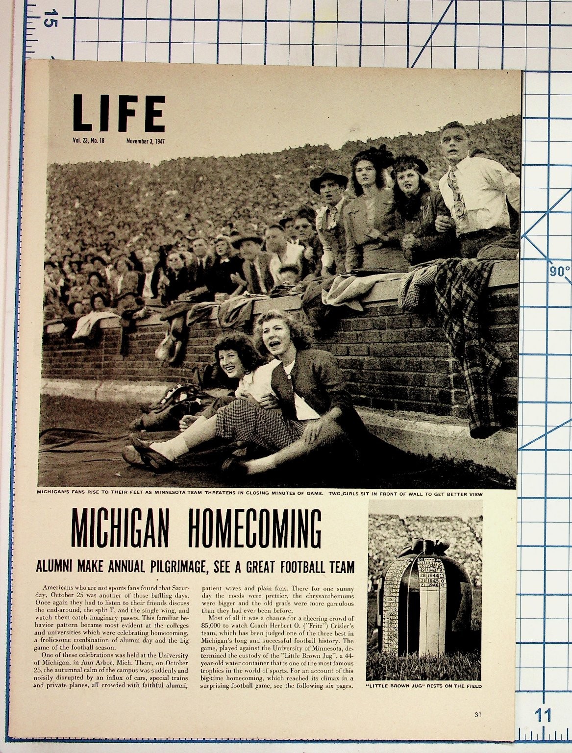1947 LIFE Magazine Michigan Homecoming Football Ann Arbor Vintage Ephemera