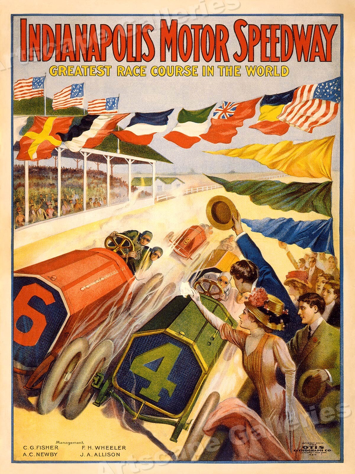 1909 Indianapolis 500 Motor Speedway Classic Old Race Course Poster - 24x32