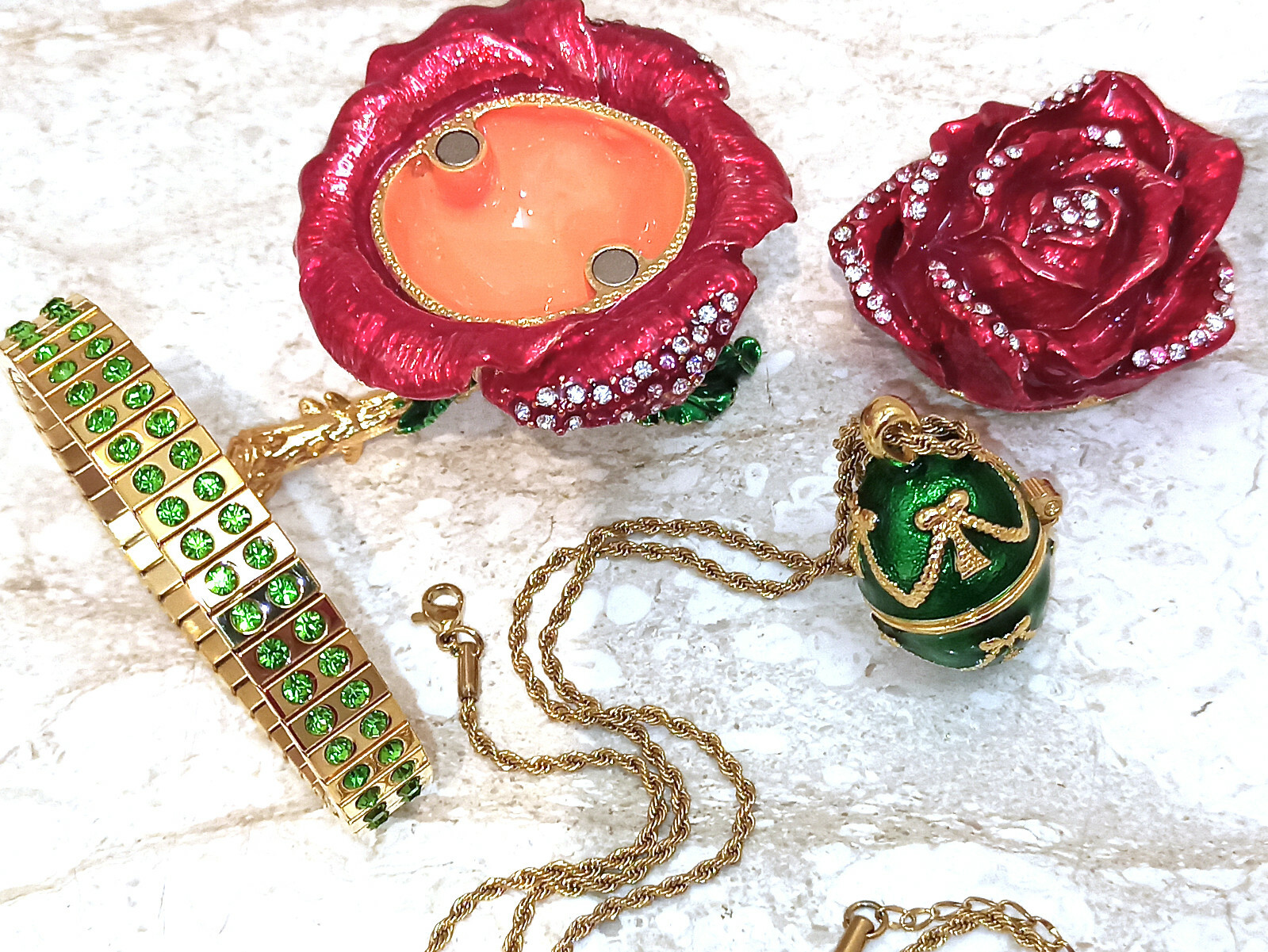 3pc Christmas Gifts for women Faberge Egg Jewelry box Fabergé jewelry SET 24k HM