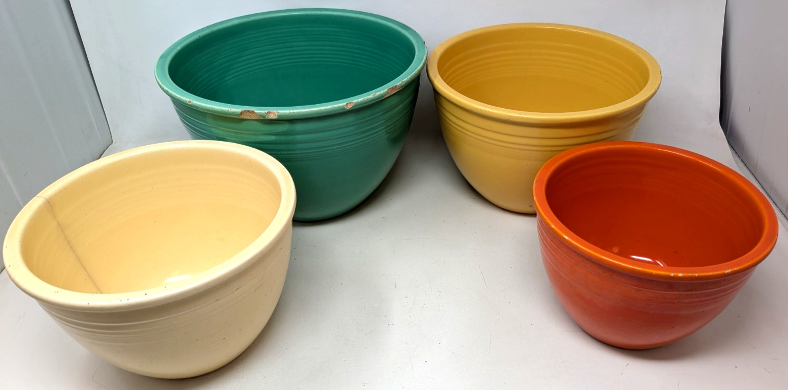 Vintage 1940s Homer Laughlin Fiesta Ware Stoneware Nesting Mixing Bowls 4 Set