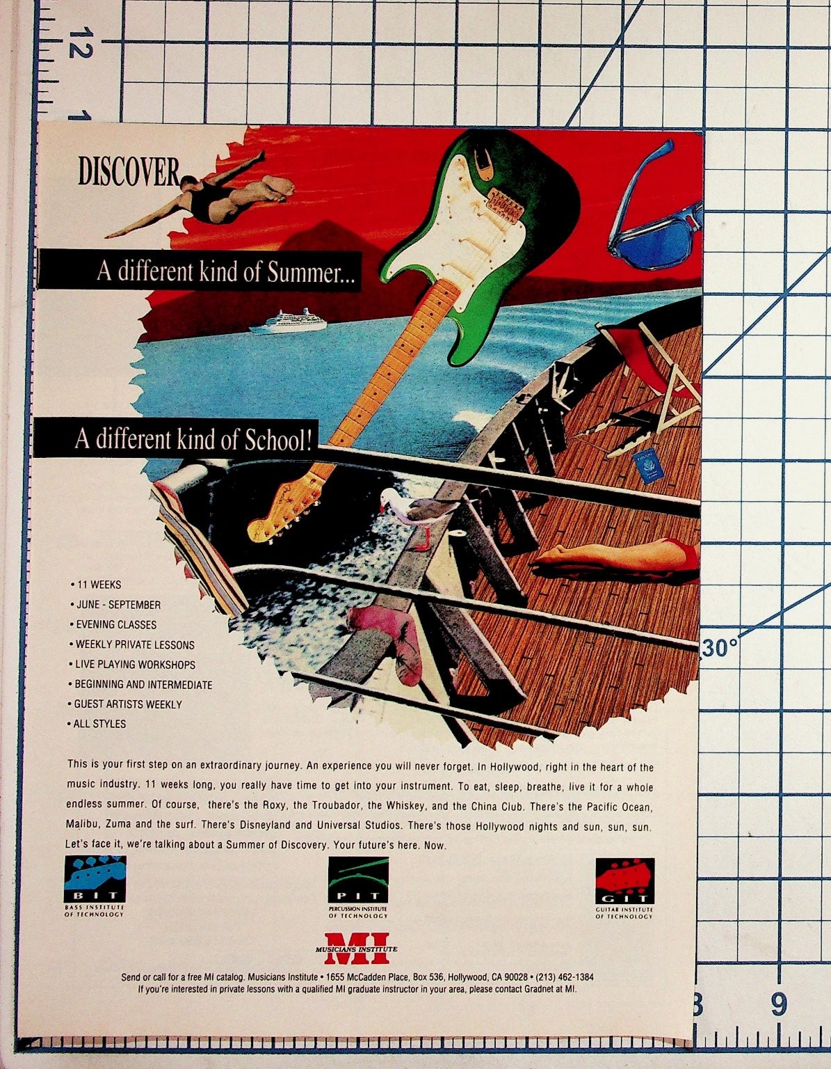 Musicians Institute Hollywood Guitar Bass Percussion Summer School Ad Flyer