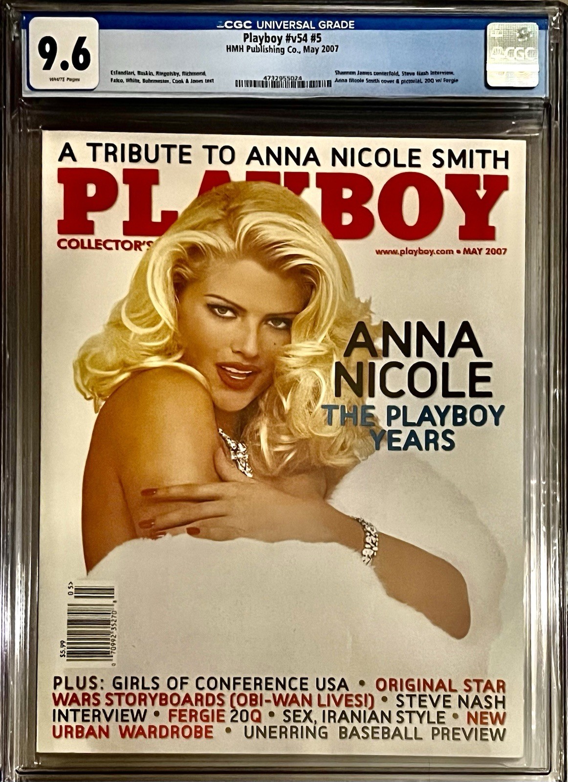 Playboy Magazine May 2007 v54 #5 🔥CGC 9.6🔥 Anna Nicole Smith Cover & Pictorial