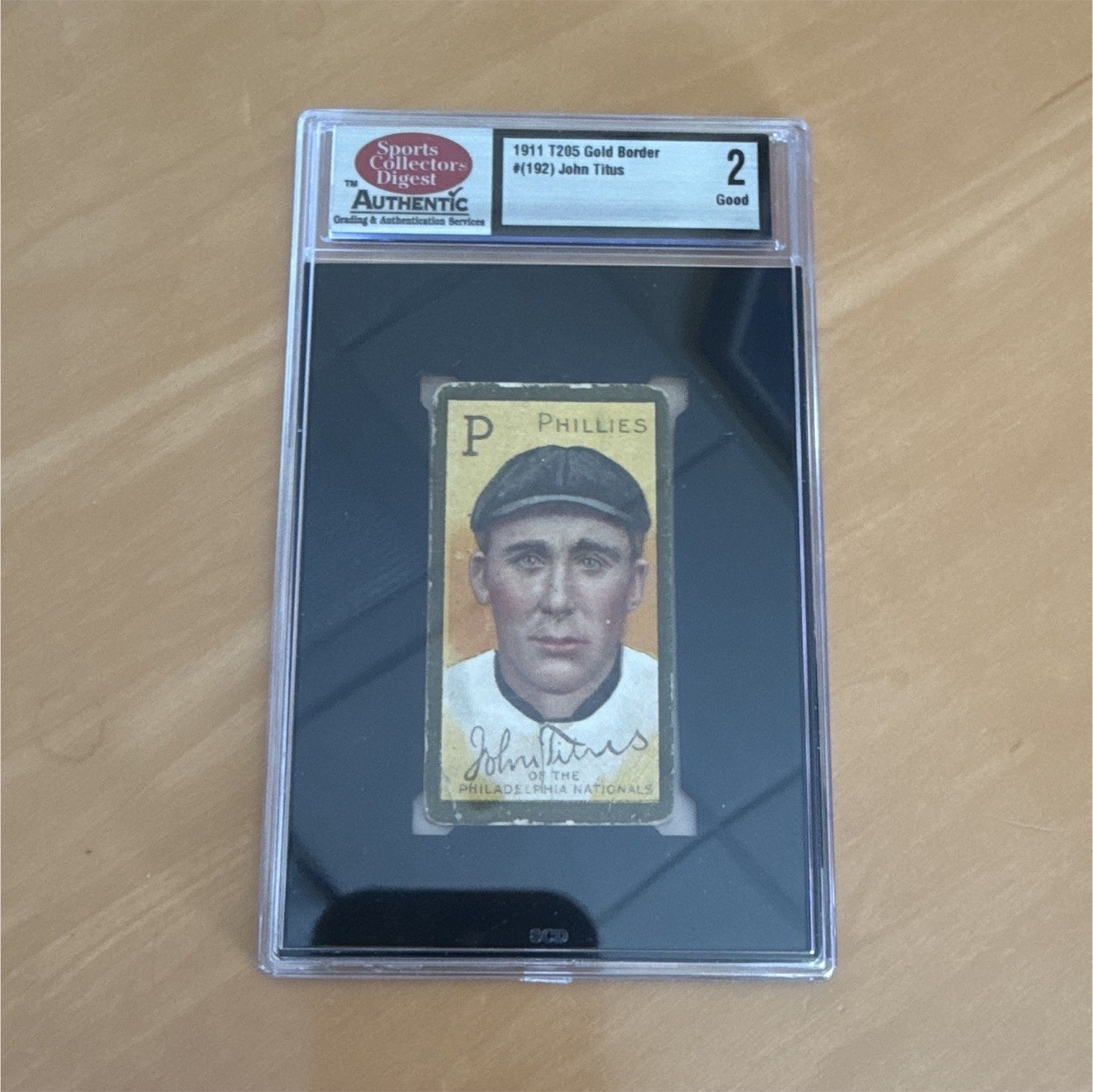 1911 T205 Gold Border John Titus Piedmont Back SCD 2 Good Tobacco Card