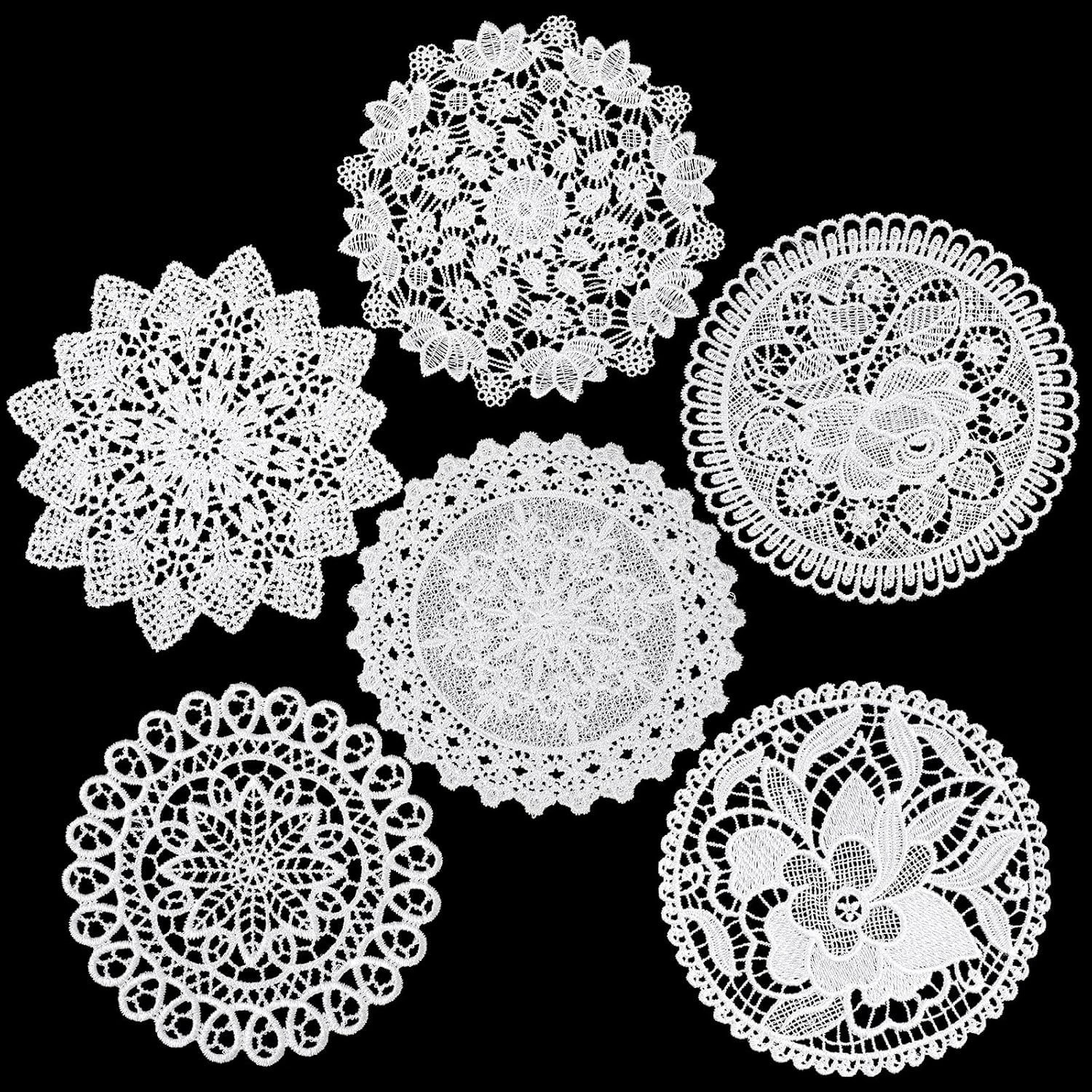 6 Pack Crochet Doilies Vintage Lace Doilies 6 Inch White Round Cloth Doily Croch