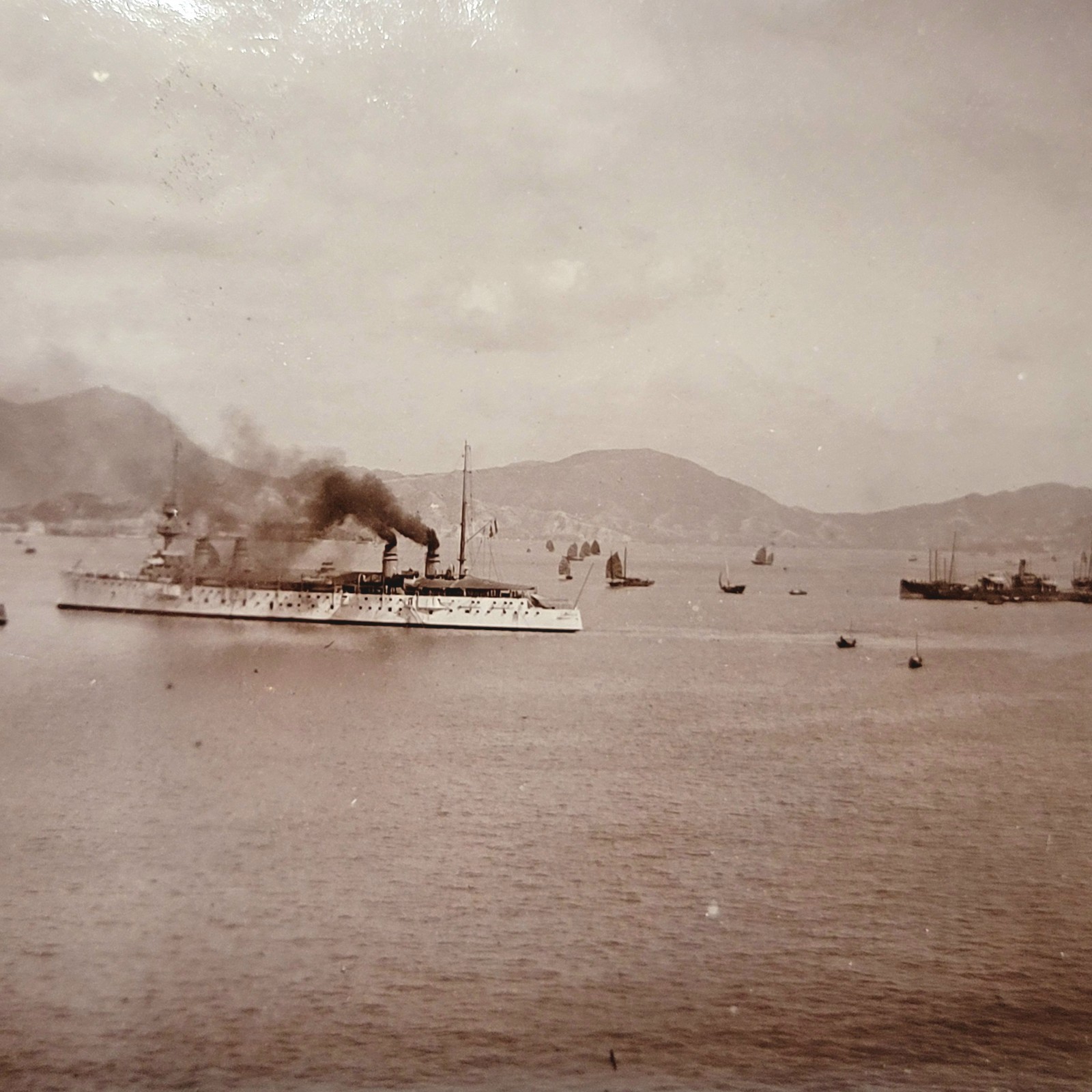 French Cruiser DuPetit-Thouars White Tropical Livery China Gueydon c1907 Photo
