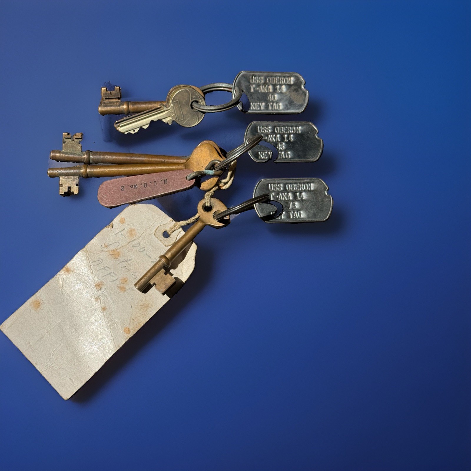 Original USS Oberon T-AKA-14 US Navy Ship Keys & Key Tags Korean War Era Lot