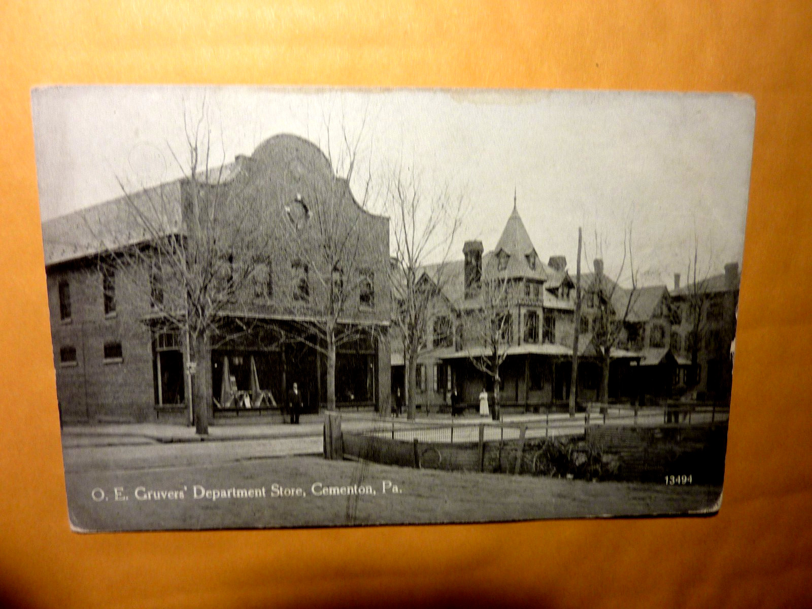 RARE- O.E.CRUVERS-STORE-CEMENTON,PA-- POSTCARD-1907