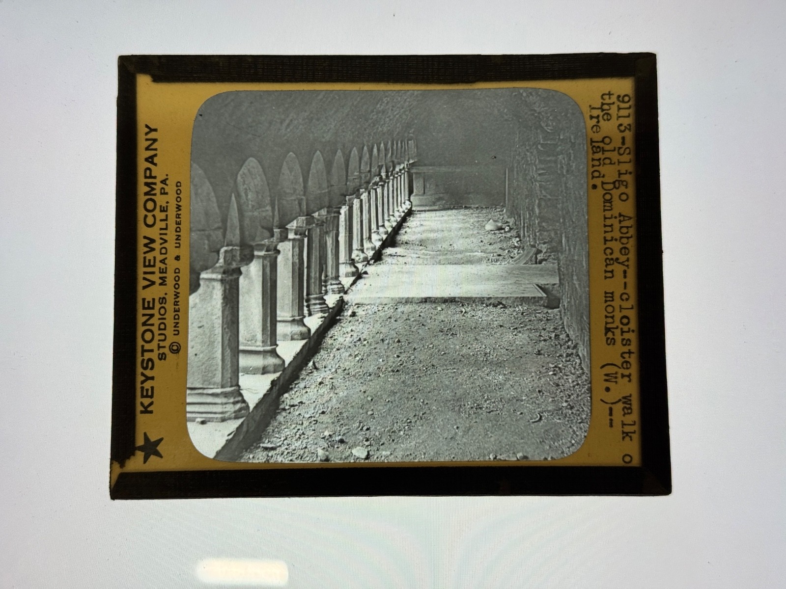 Antique Magic Lantern Slide Cloister Walke at Sligo Abbey Ireland