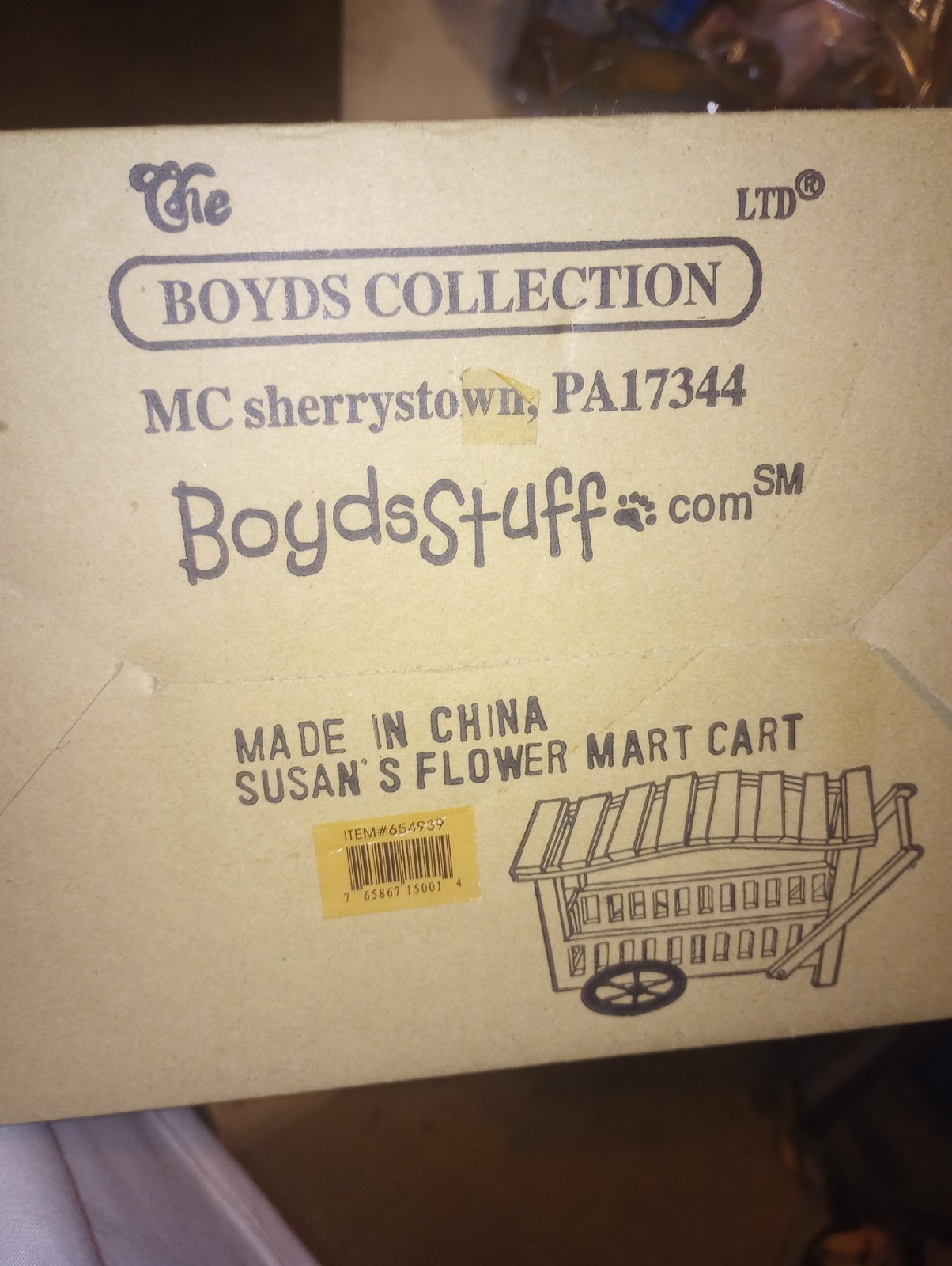 Boyds Bears Boyds Collection Susan's Flower Mart Cart Rare Boyds Town 1999 NIB