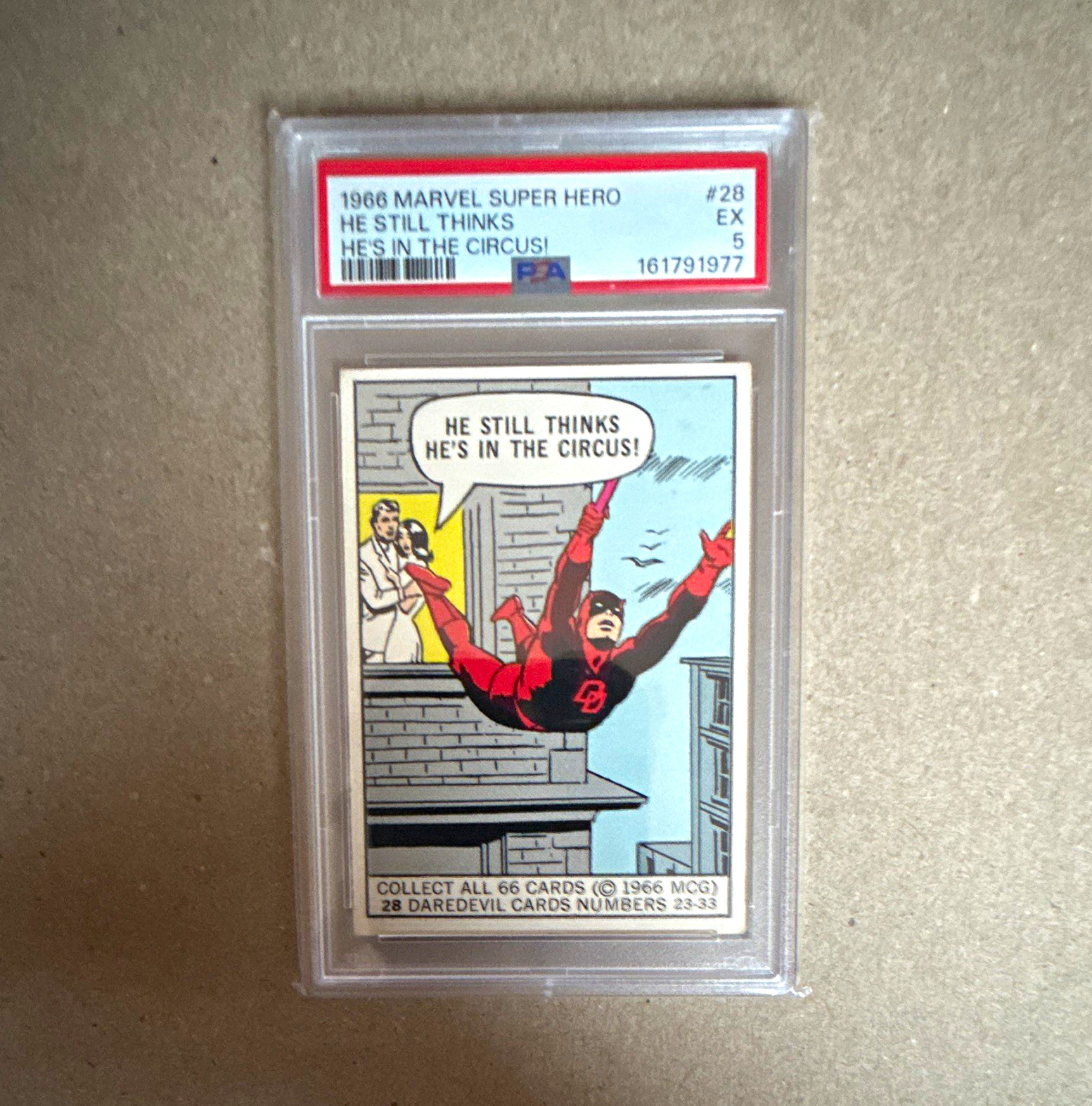 1966 Marvel Super Hero Trading Card Daredevil #28 PSA 5 