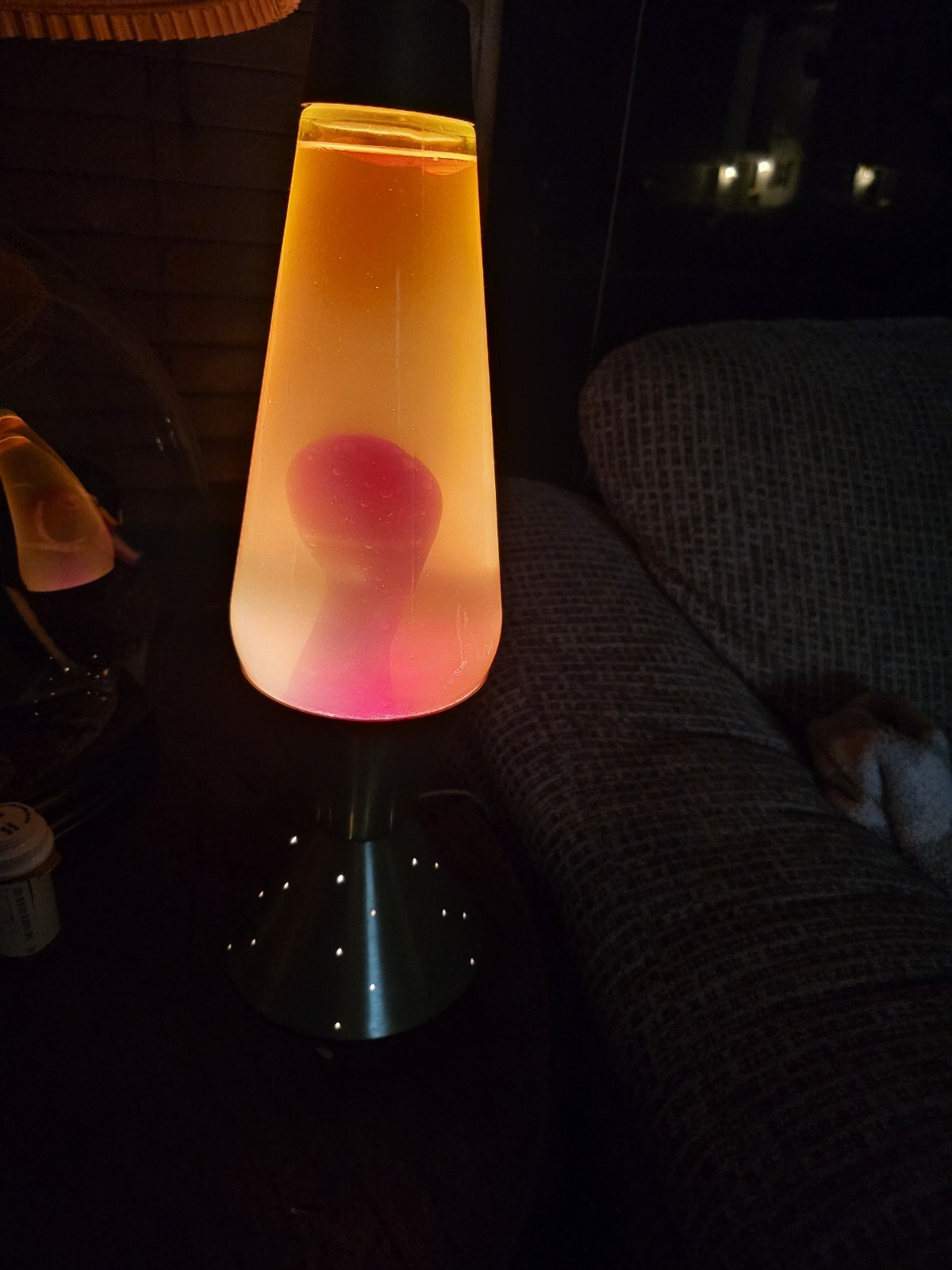 Vintage 70s Lava Lamp Lite STARLIGHT Red Lava Gold Base 