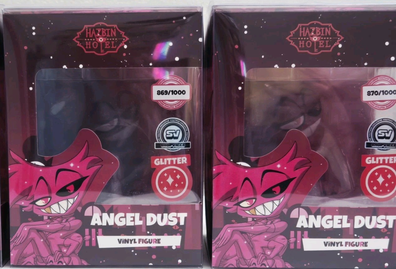 Youtooz Hazbin Hotel Glitter Angel Dust CONSECUTIVE PAIR Shopville Limited NEW