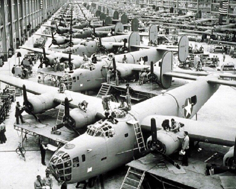 B-24 Bomber Production Line at Willow Run Ford Plant 8x10 WWII WW 2 Photo 806