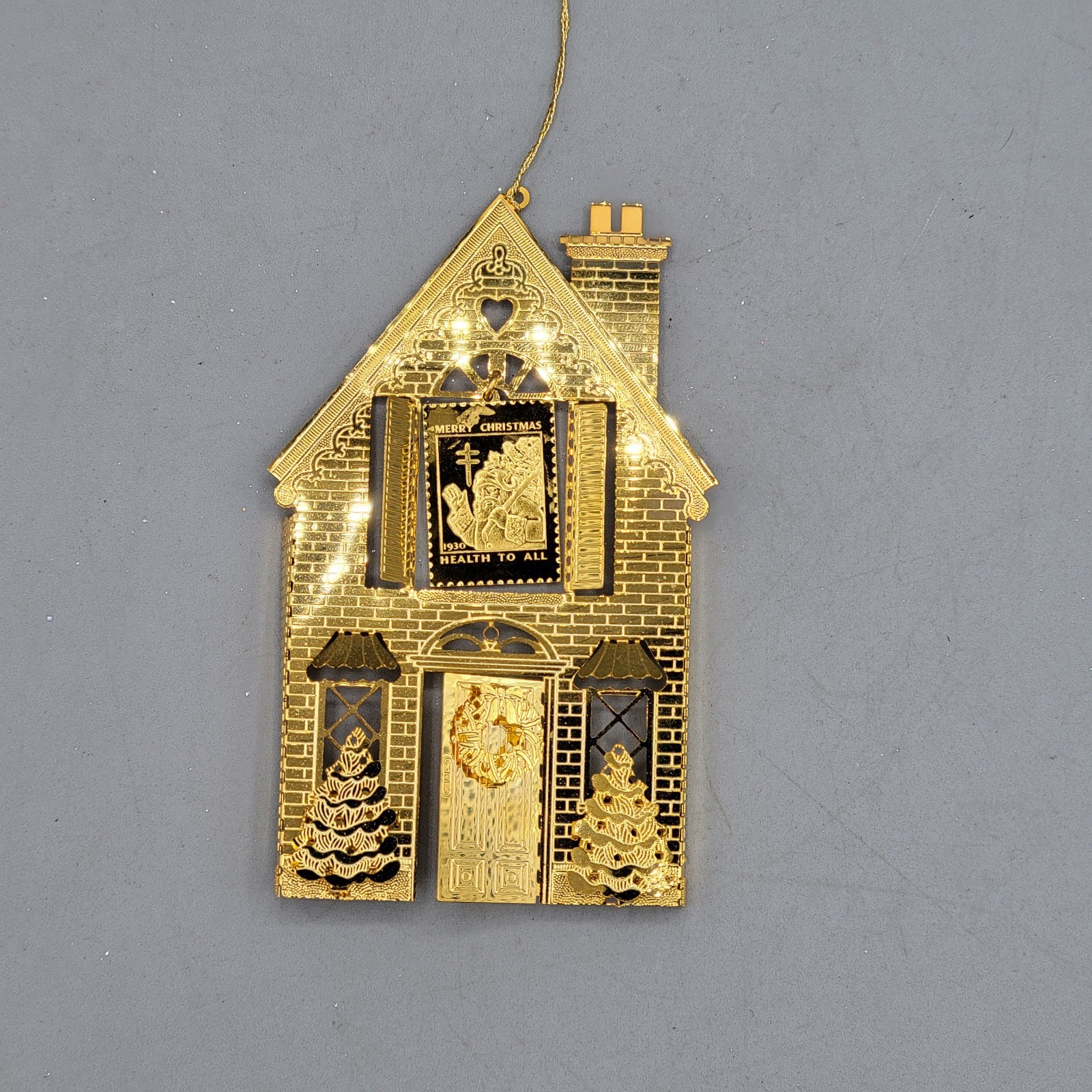 VTG Franklin Mint 1930 Official Christmas Seals Gold Tone Christmas Ornament