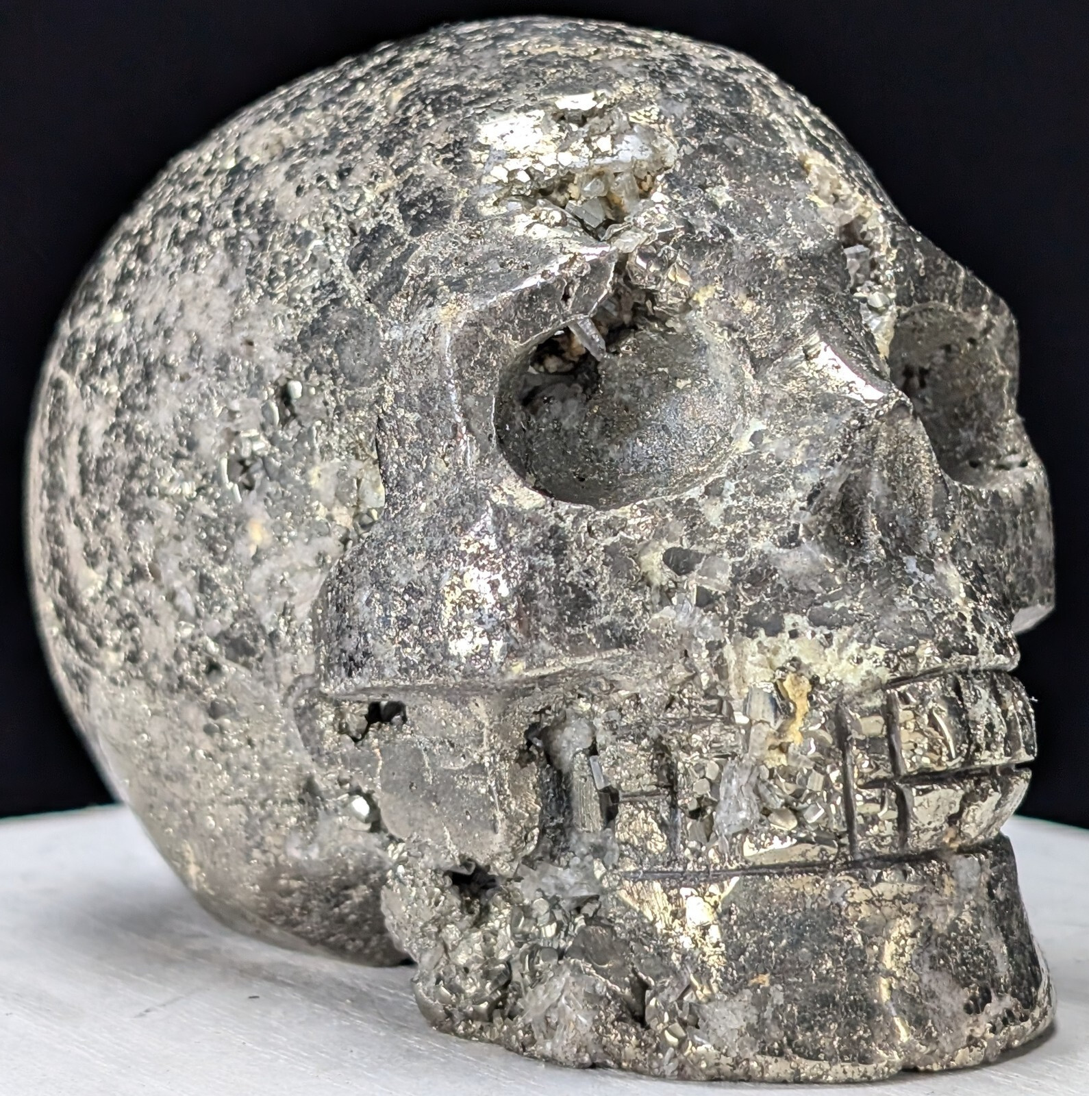 Pyrite Skull Carving Druzy Large Big Huge Crystal Chakra Gemstone