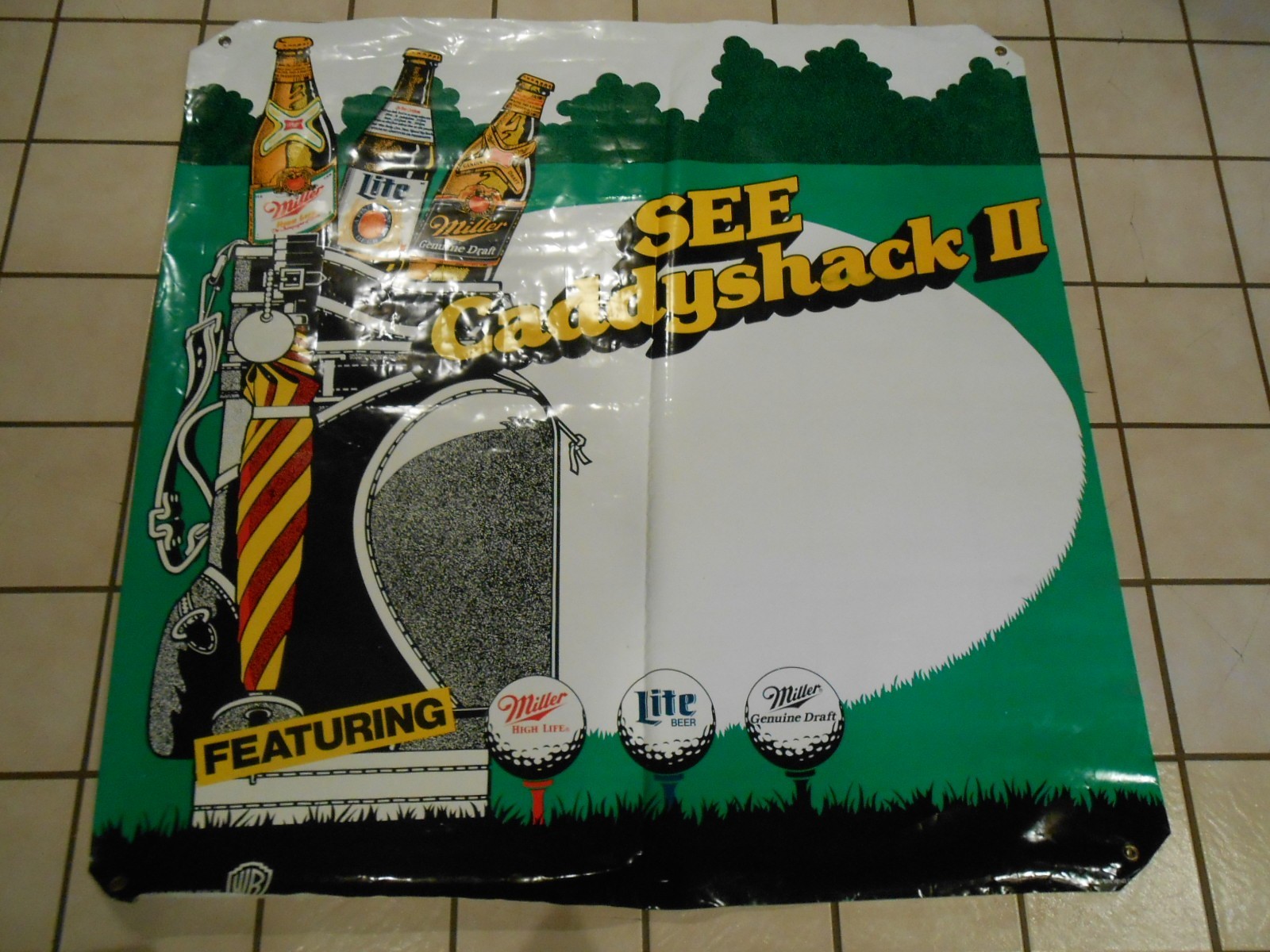 Vintage Caddyshack II Movie & Miller Beer Vinyl Poster Advertising 1988 47
