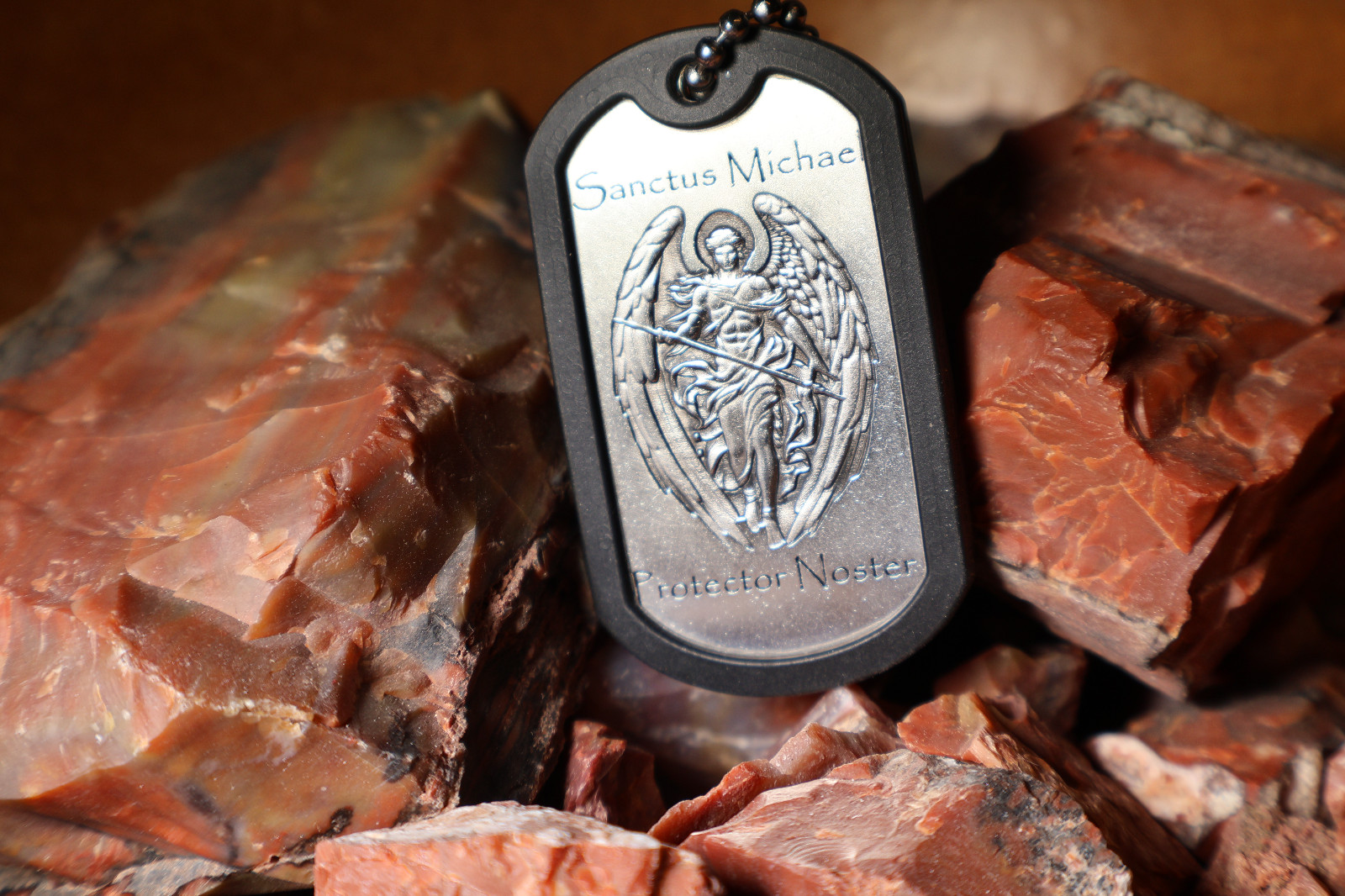 St Michael Deep Engraved Third Dogtag in Latin