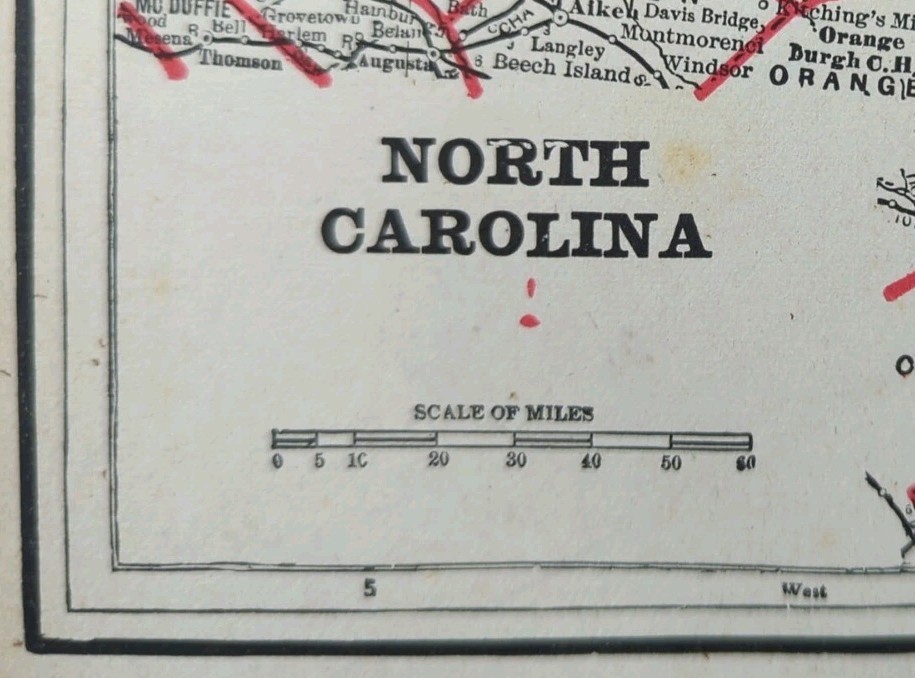 Vintage 1893 NORTH CAROLINA Map 13