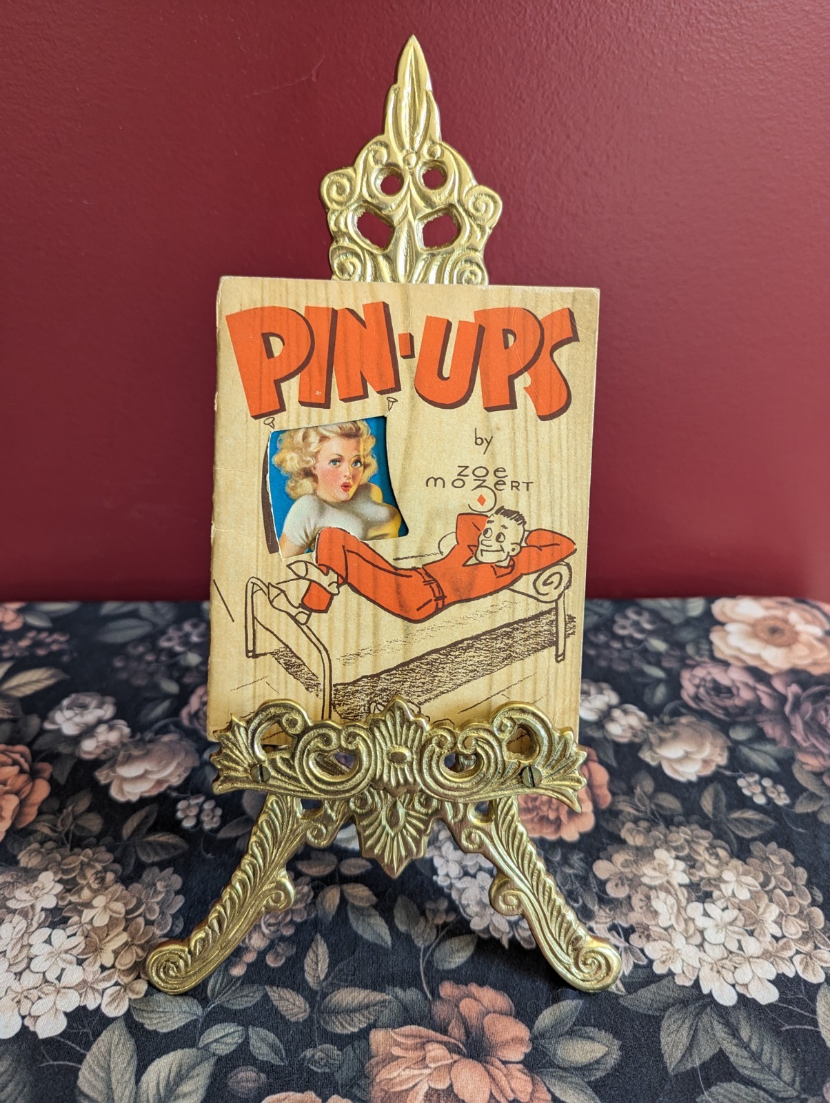 Vintage 1940s WWII Pin-Ups Booklet Cover Zoe Mozert Brown & Bigelow Die-Cut Art
