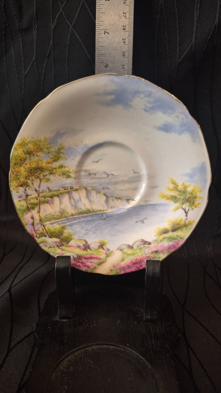 Vintage Paragon England Bone China Cliffs of Dover Saucer Only Gold Trim 1940s