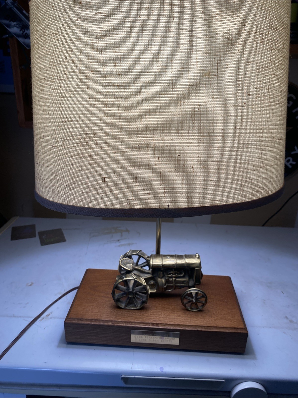 Vintage 1981 Brass Table Lamp - Rare - Ford Tractor Dealership Exclusive - Nice