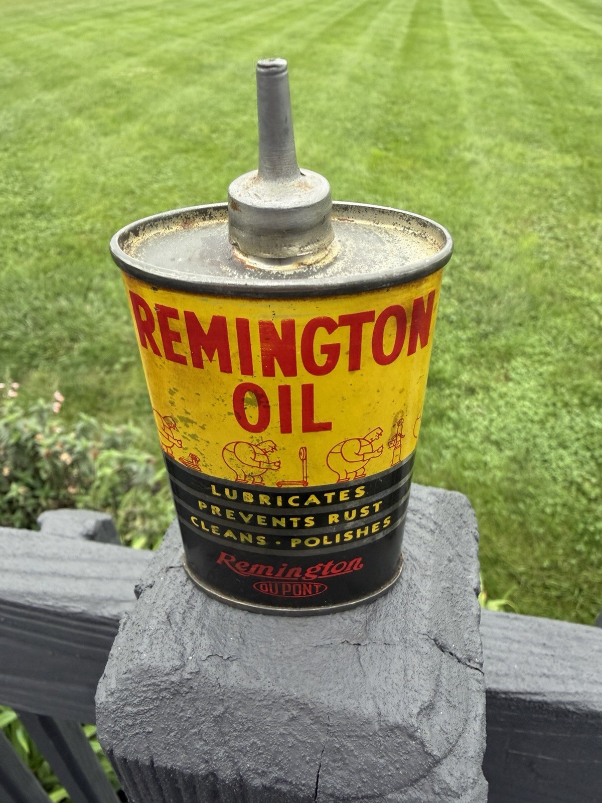 Vintage Remington Dupont Rem Oil Gun Can / Handy Oiler w/ Lead Top 1920's-50's