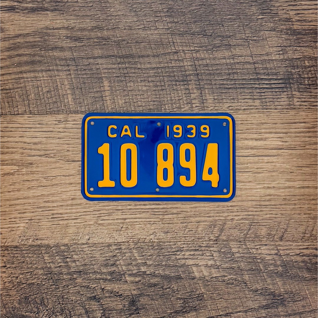 Professionally Restored CALIFORNIA 1939 Motorcycle License Plate - 10 894 -