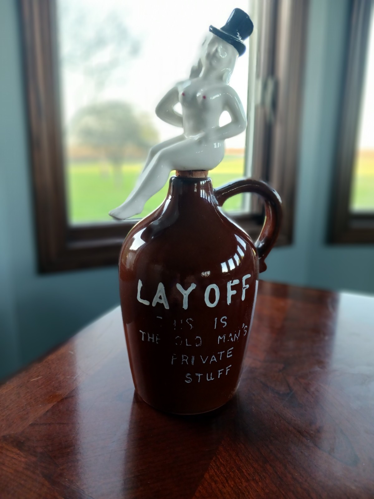 Vintage Lay Off This Old Mans Private Stuff Lady Stopper Jug Decanter