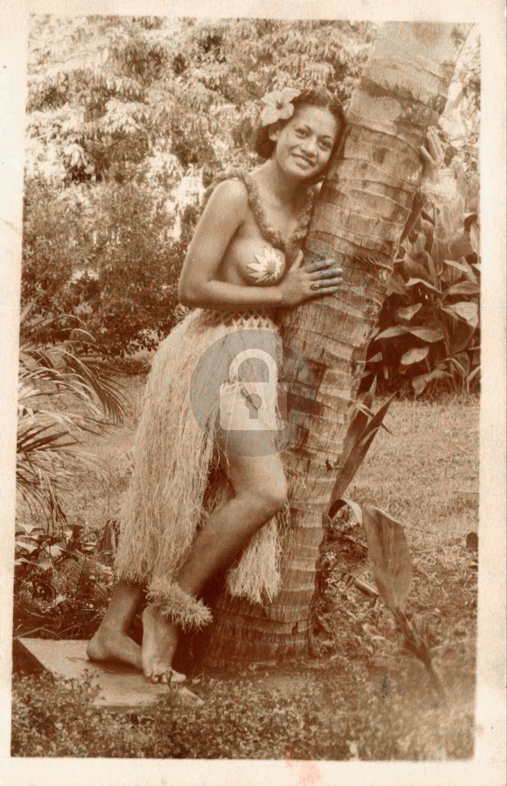 Beautiful Hawaiian Girl Lei RPPC Photo Postcard COPY