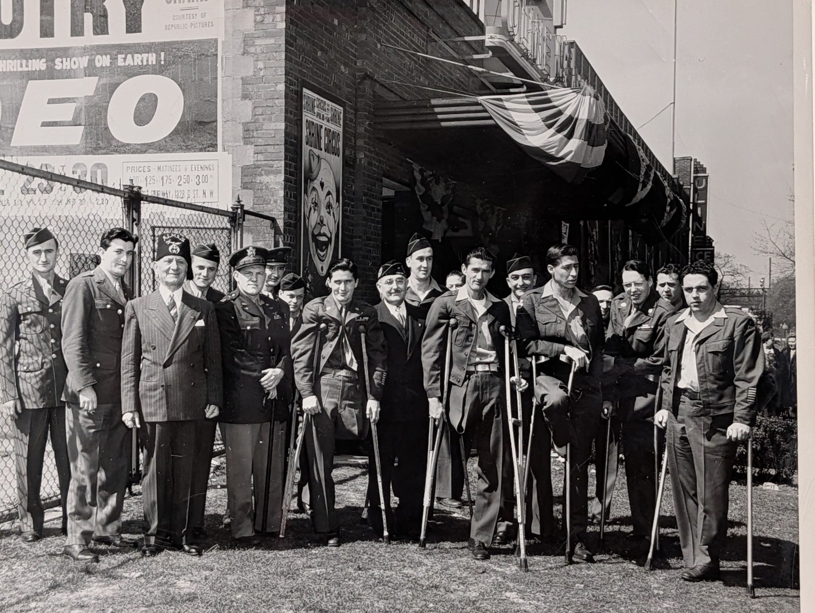 1940s WWII Wounded Veterans Uline Arena Washington DC Autry Rodeo Original Photo