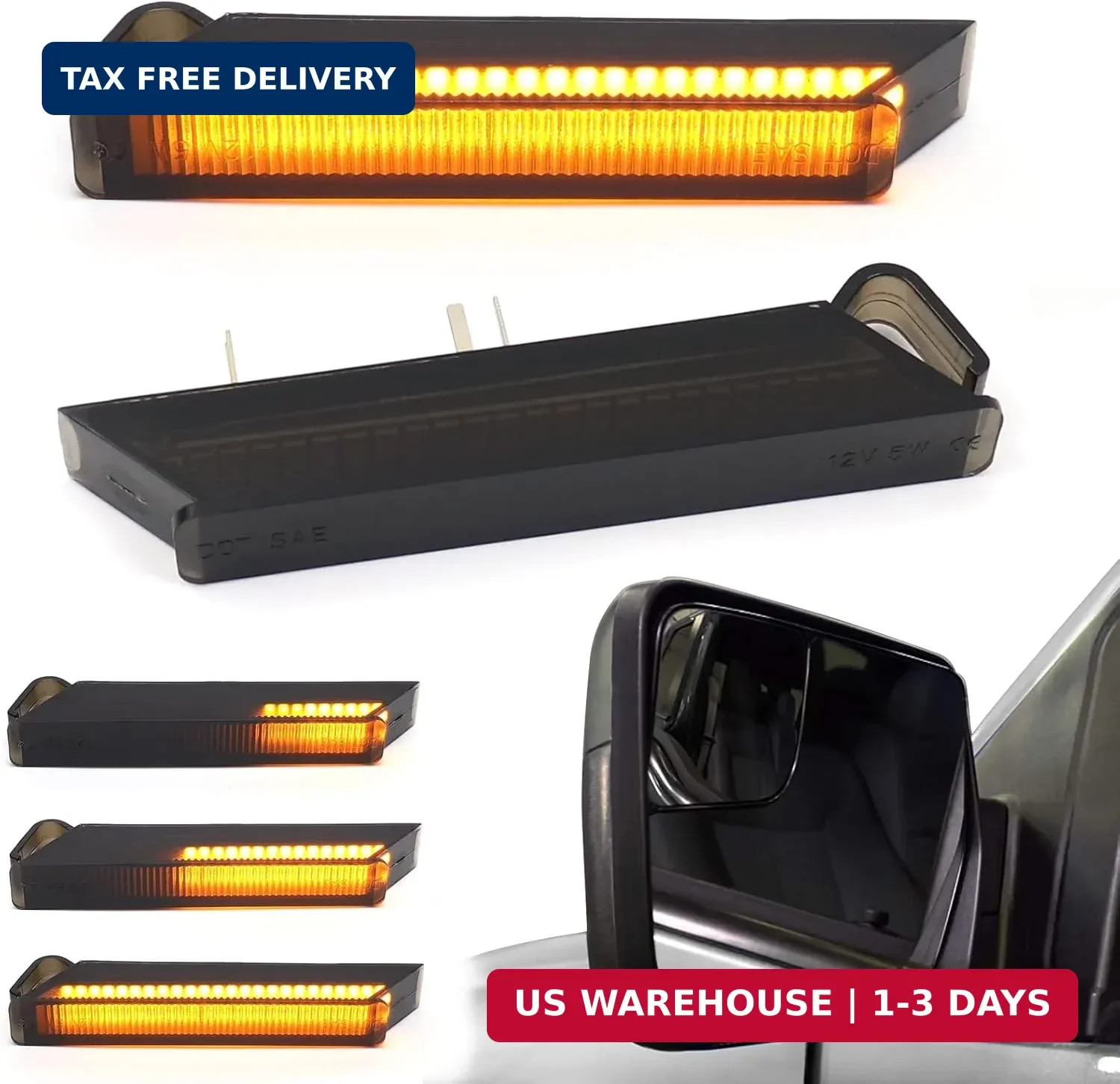 Sequential Amber LED Side Mirror Turn Signal Lights for 2004-2014 Ford F150 | 20