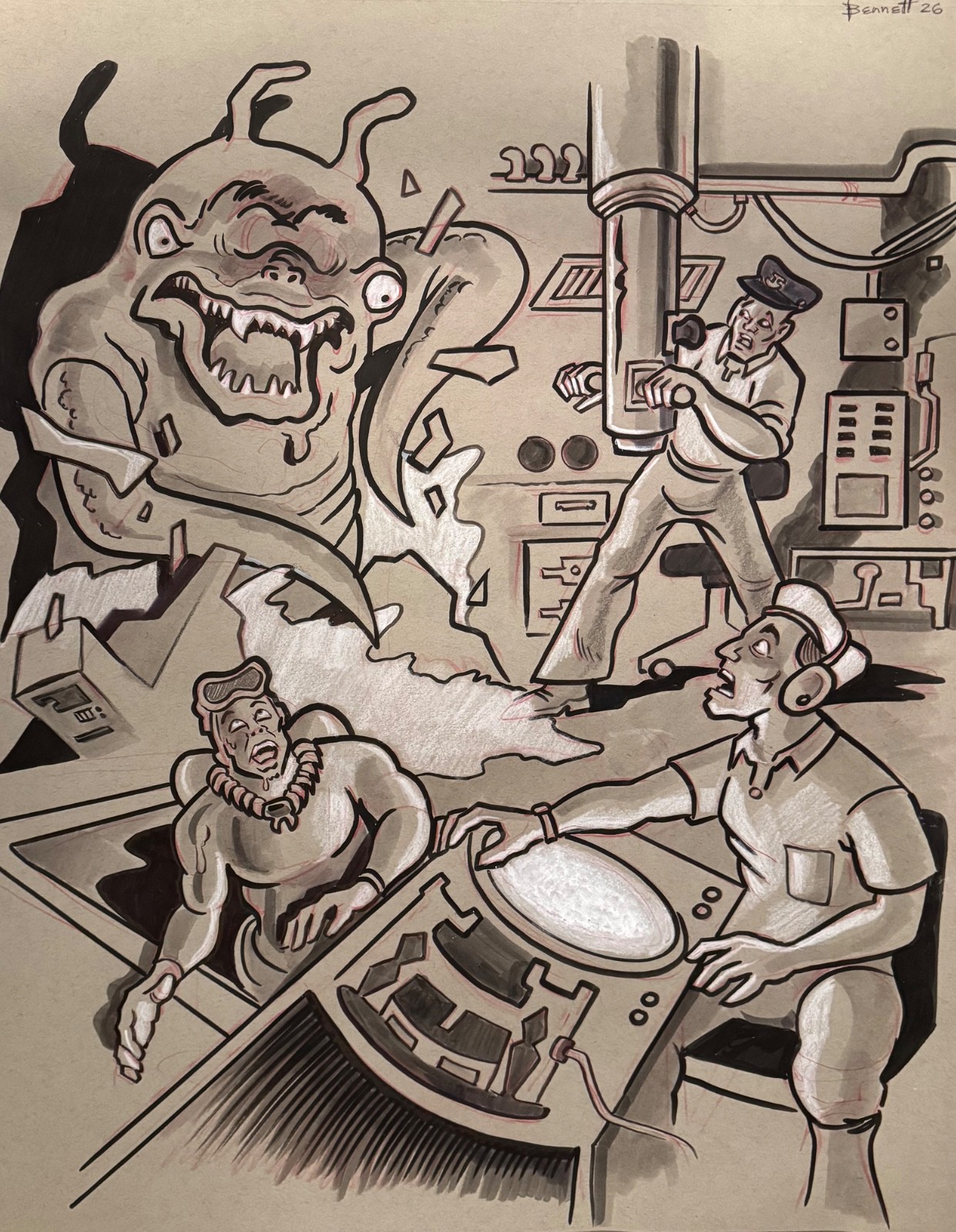 SUB INVADER    MIKE BENNETT\'S  ORIGINAL  ART   (2026) 1/12/26. 1