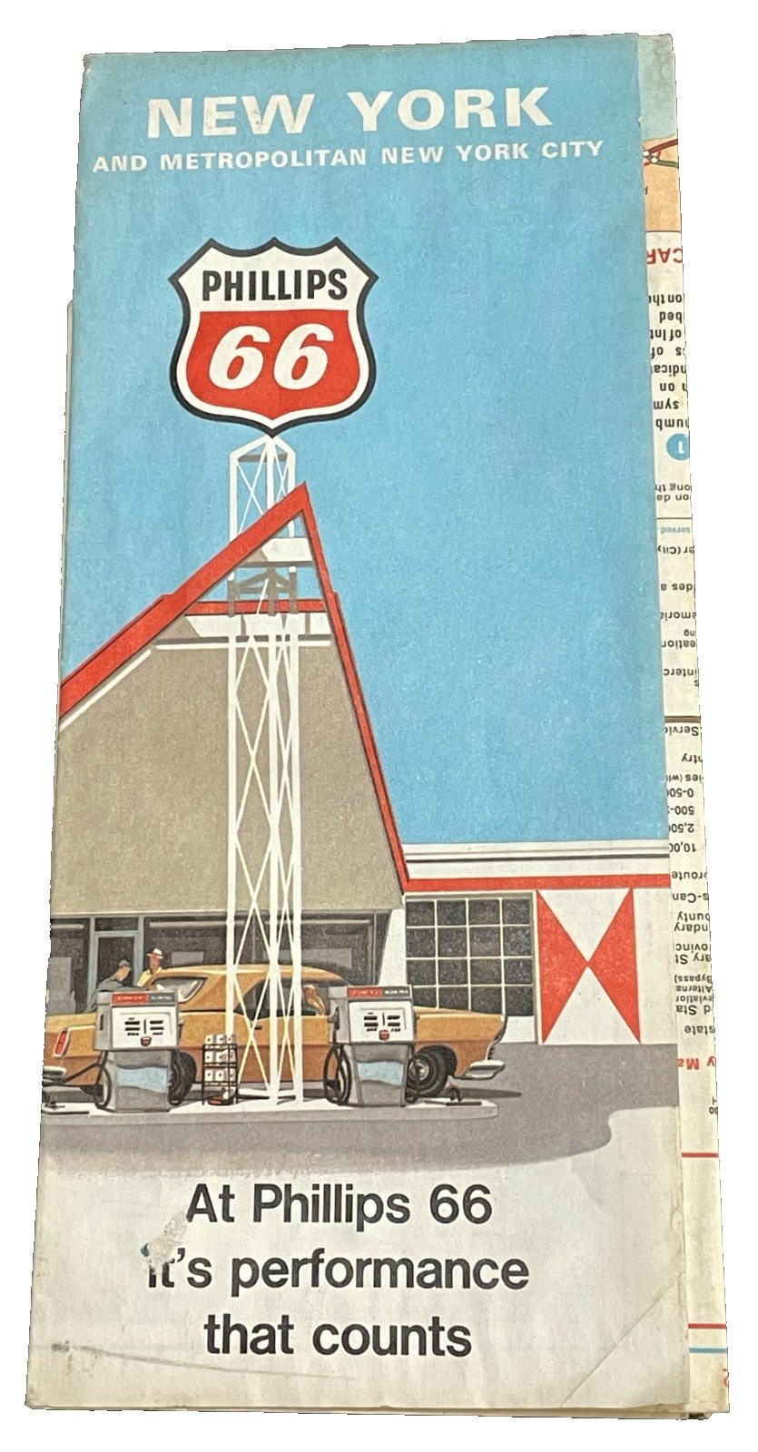 1970 Phillips 66 New York Road Map Metropolitan NYC Buffalo Niagara Falls