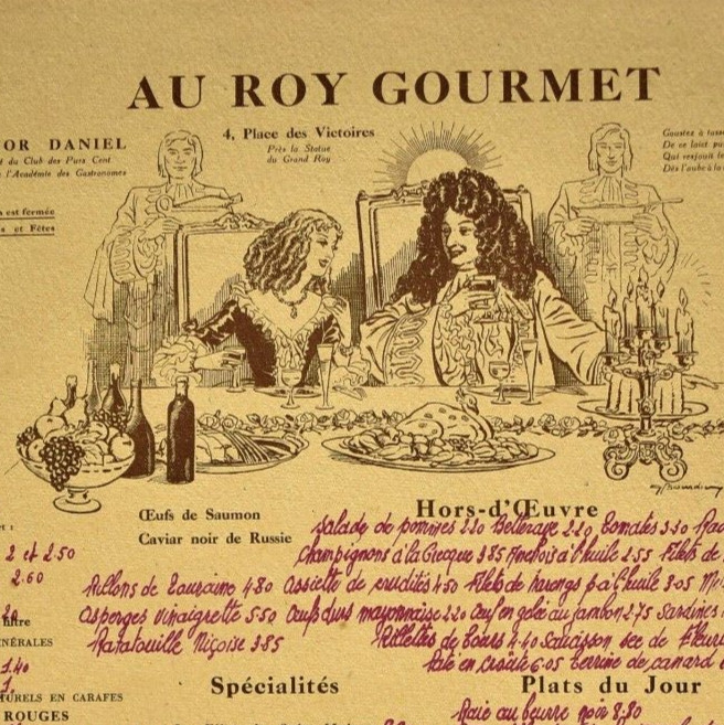 1967 Au Roy Gourmet Restaurant Menu Victor Daniel Chef Place Des Victoires Paris