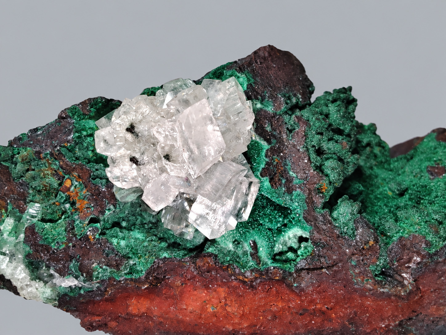 Calcite with Malachite from the Ojuela Mine, Mapimí, Durango, Mexico