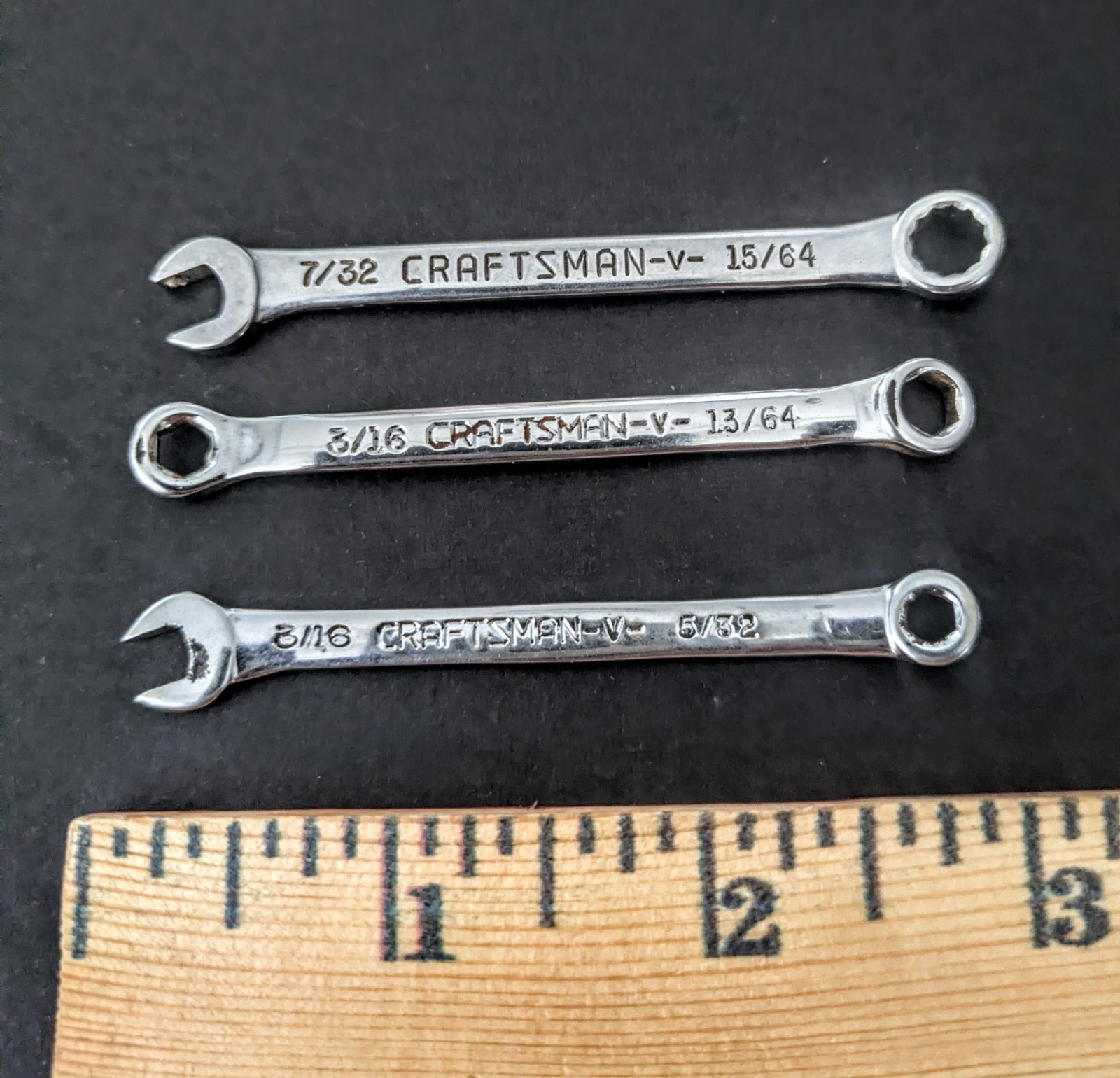 3-Craftsman  V  Vintage Wrenches, 5/16 - 5/32,    3/16 - 13/64 -   7/32 - 15/ 64