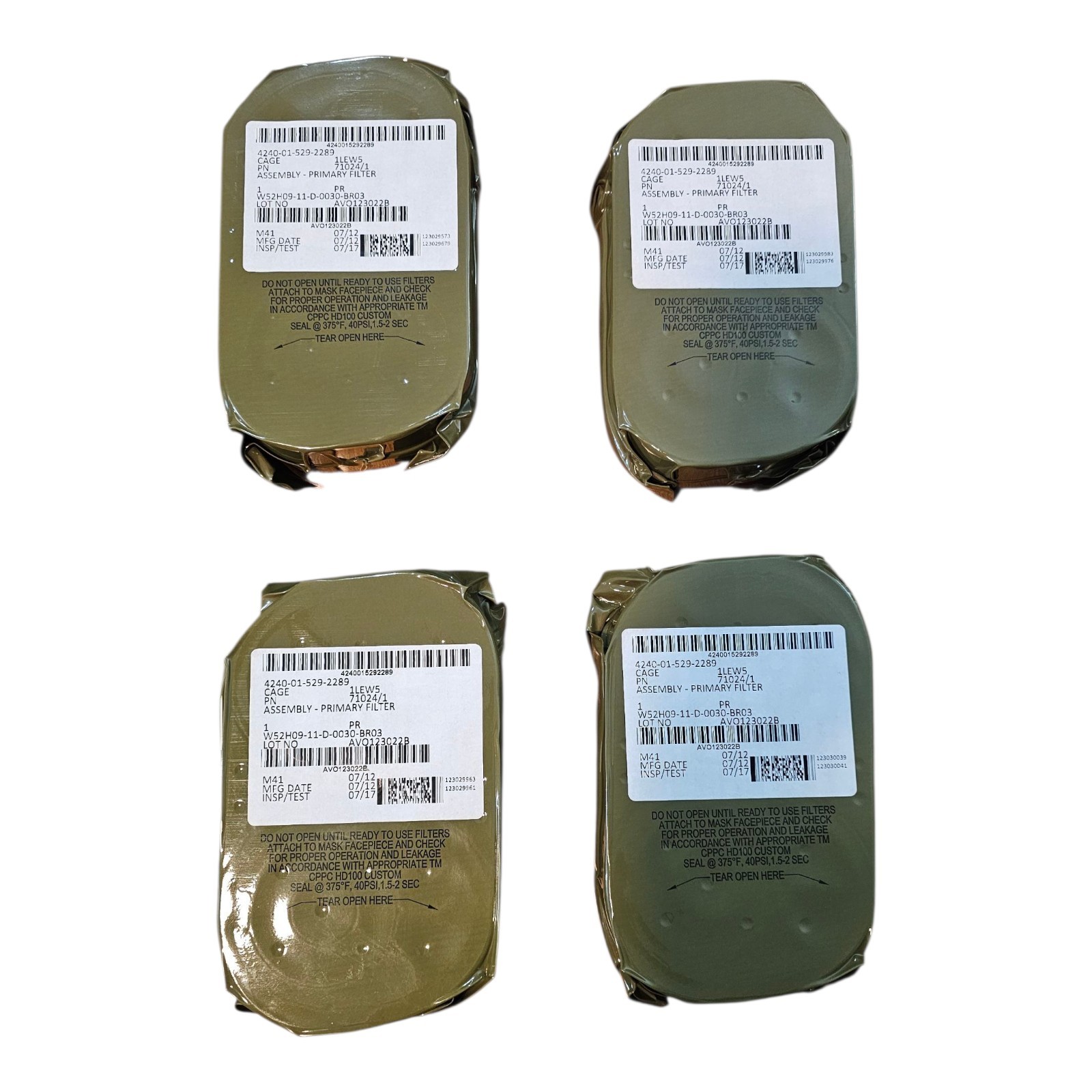 (4 SETS) NEW SEALED Avon M50/M61 Gas Mask Filters 2017 INSPECTION 