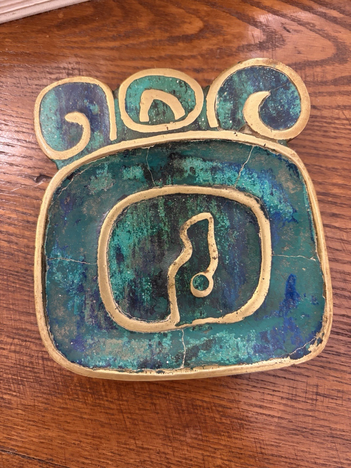 Pepe Mendoza Vintage Mid Century Modern MCM  Brass green Ashtray Made In Mexico