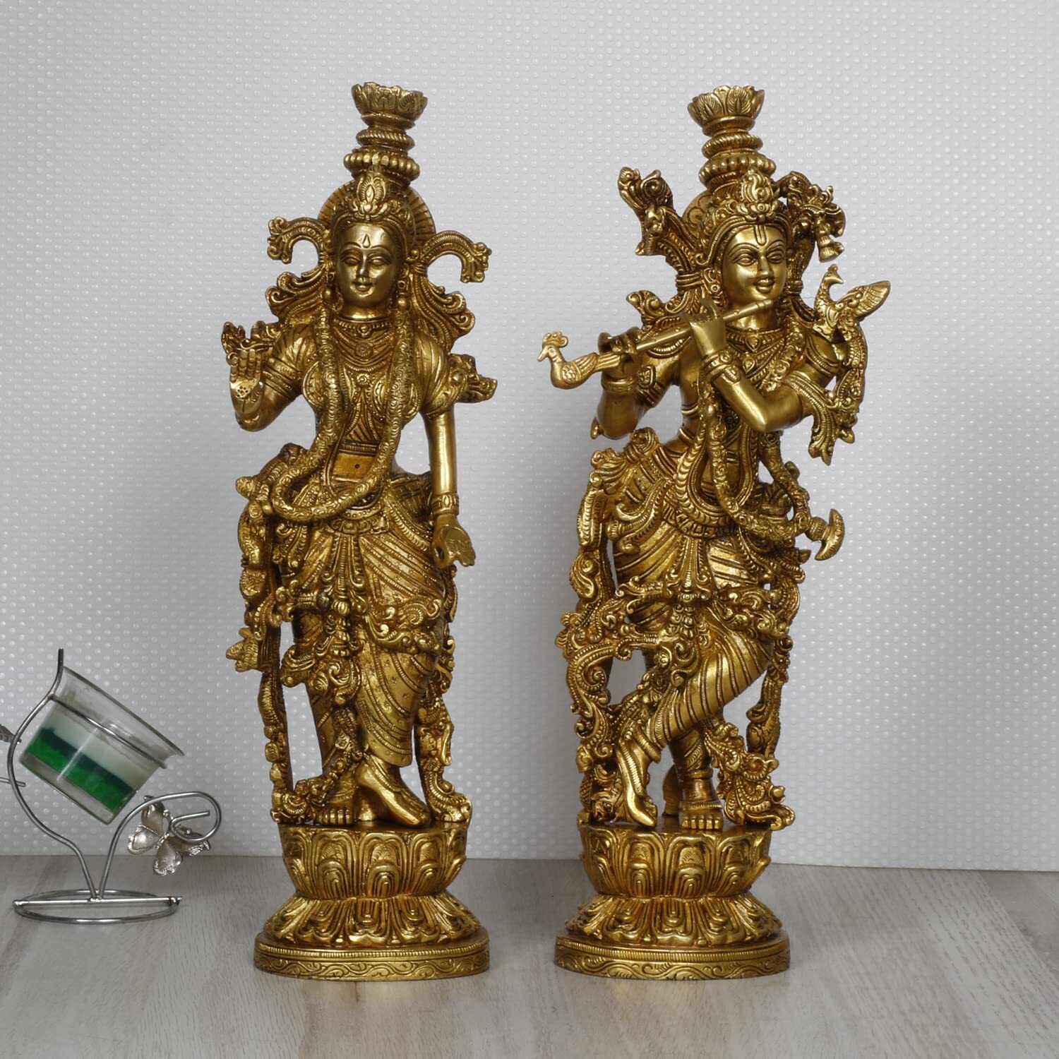 Radha Krishna Statue Brass Hindu Deities Religious Figurine Puja Idol 14 Inch