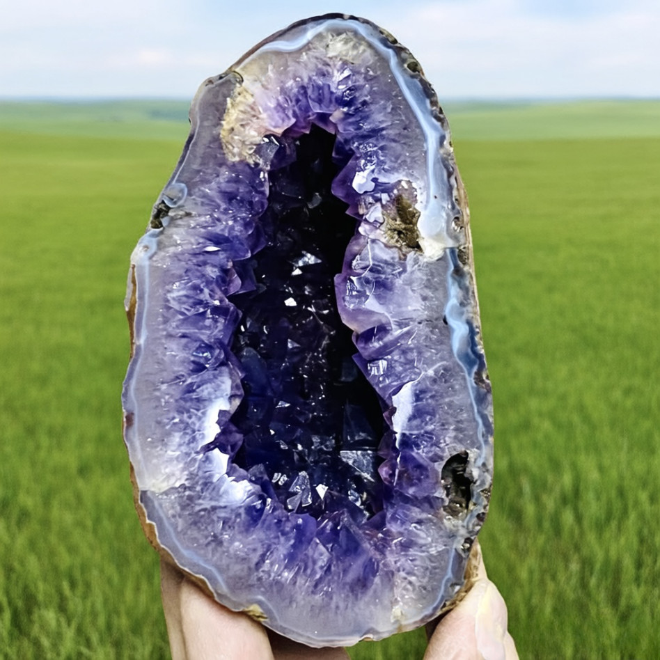 1.91LB Natural agate amethyst cave quartz crystal cave mineral specimen