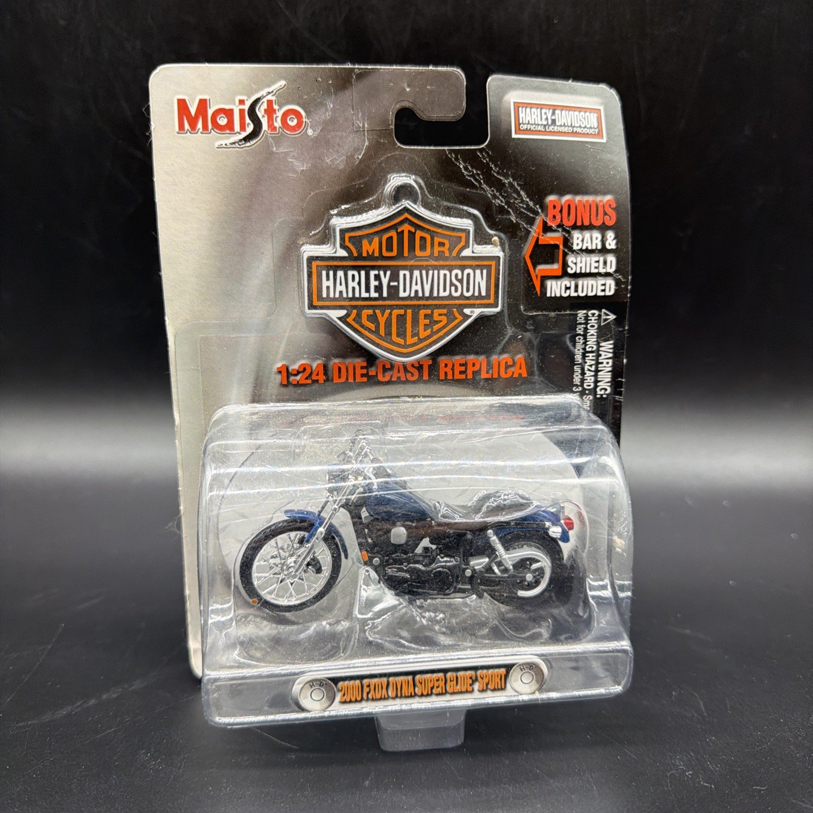 2000 FXDX DYNA SPORT VINTAGE MAISTO 1:24 HARLEY DAVIDSON MOTORCYCLE MODEL BLUE